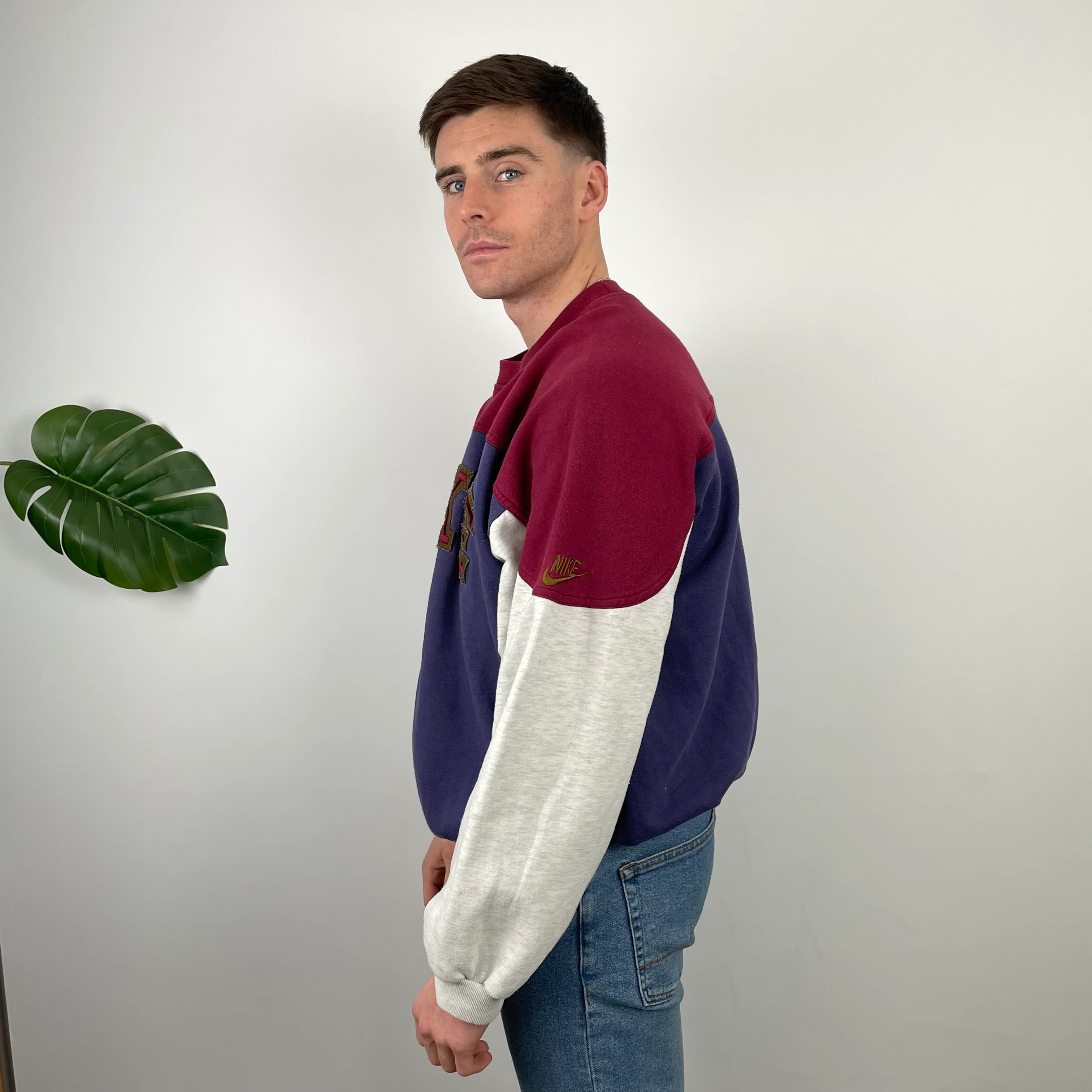 Nike Purple Embroidered Spell Out Sweatshirt (M) - Image 5