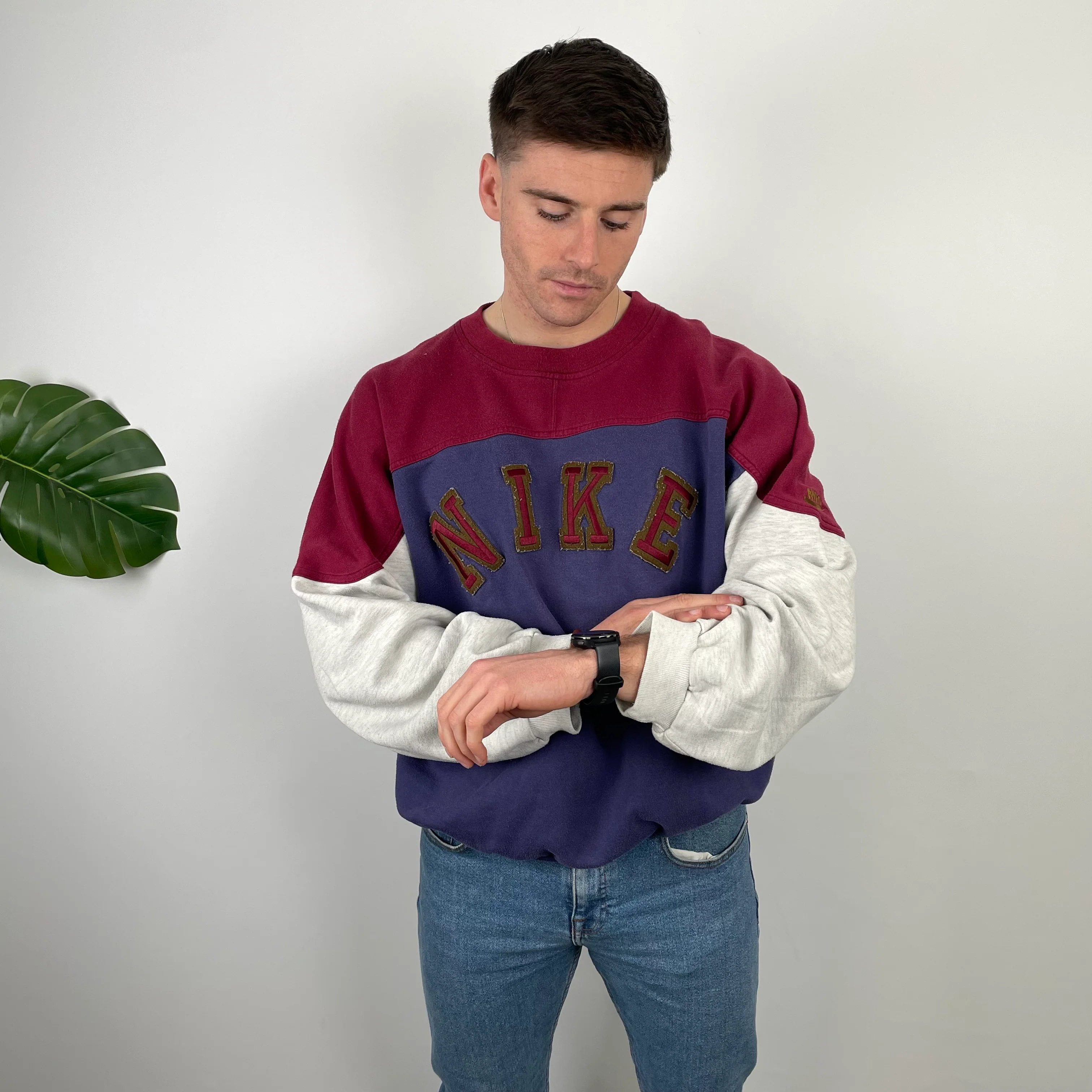 Nike Purple Embroidered Spell Out Sweatshirt (M) - Image 6