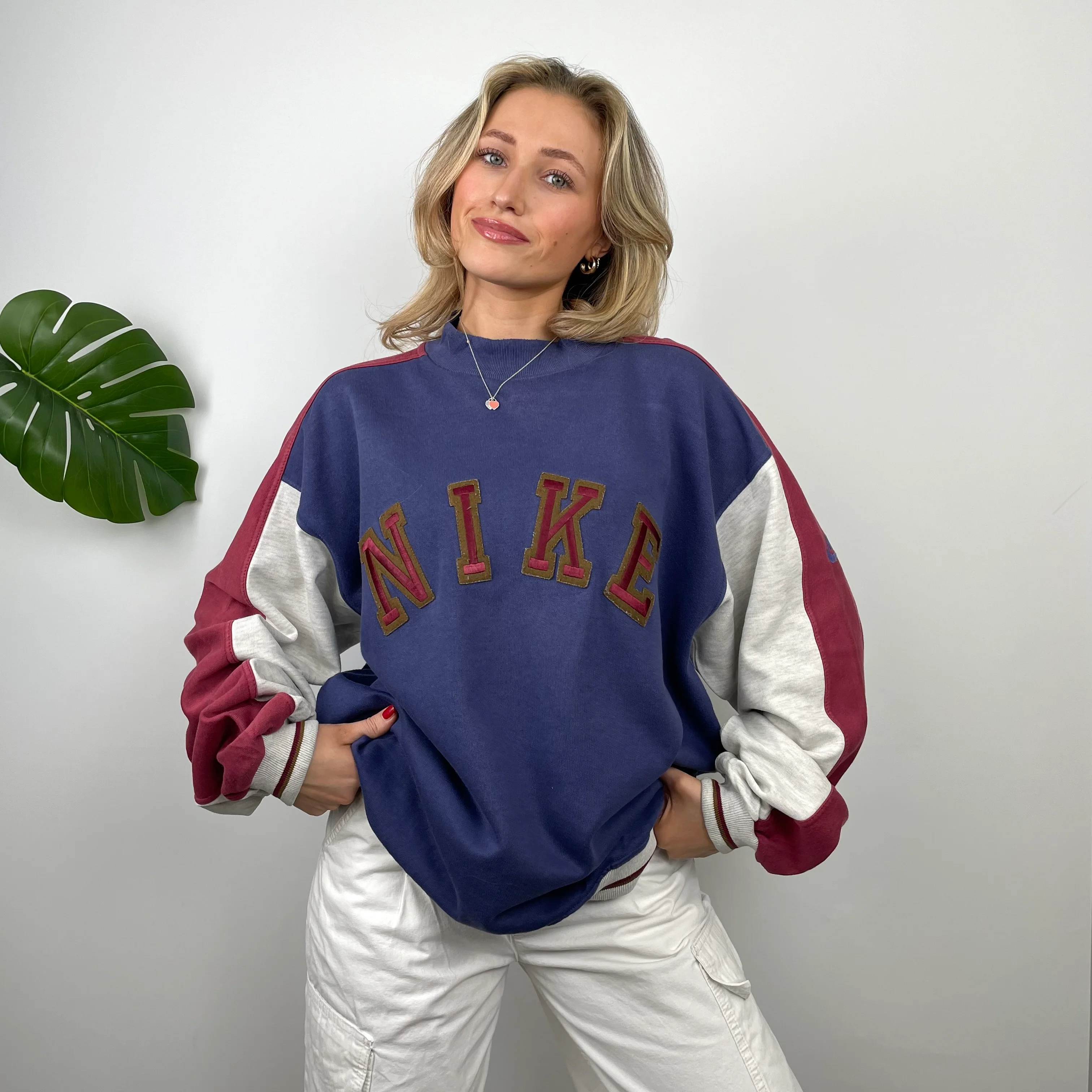 Nike Purple Embroidered Spell Out Sweatshirt (M) - Image 2