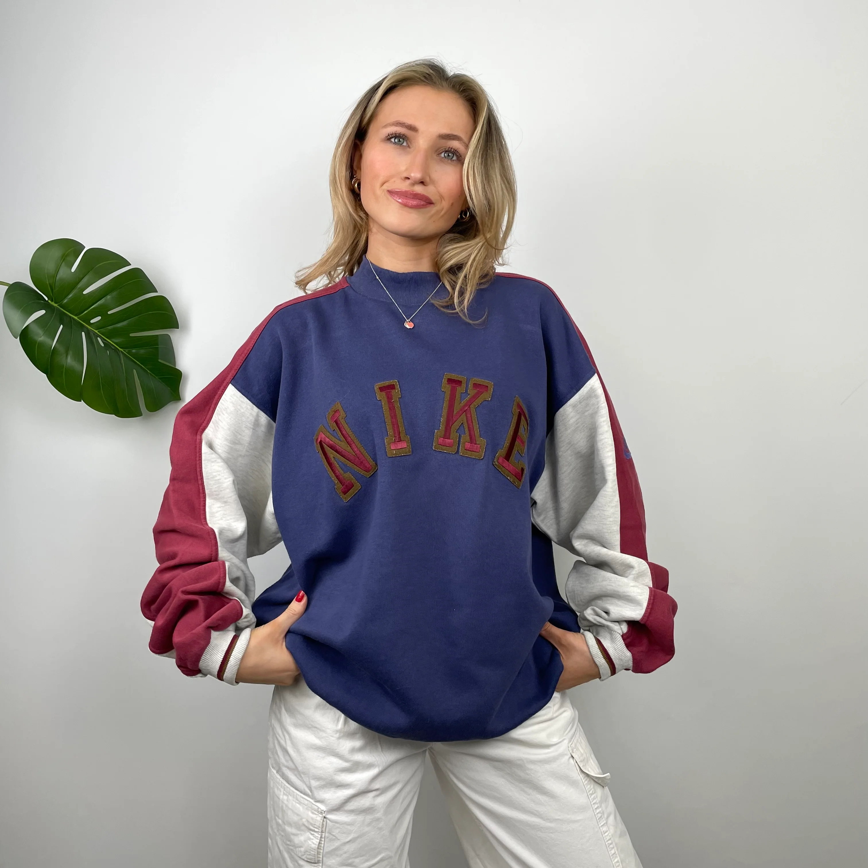 Nike Purple Embroidered Spell Out Sweatshirt (M) - Image 3