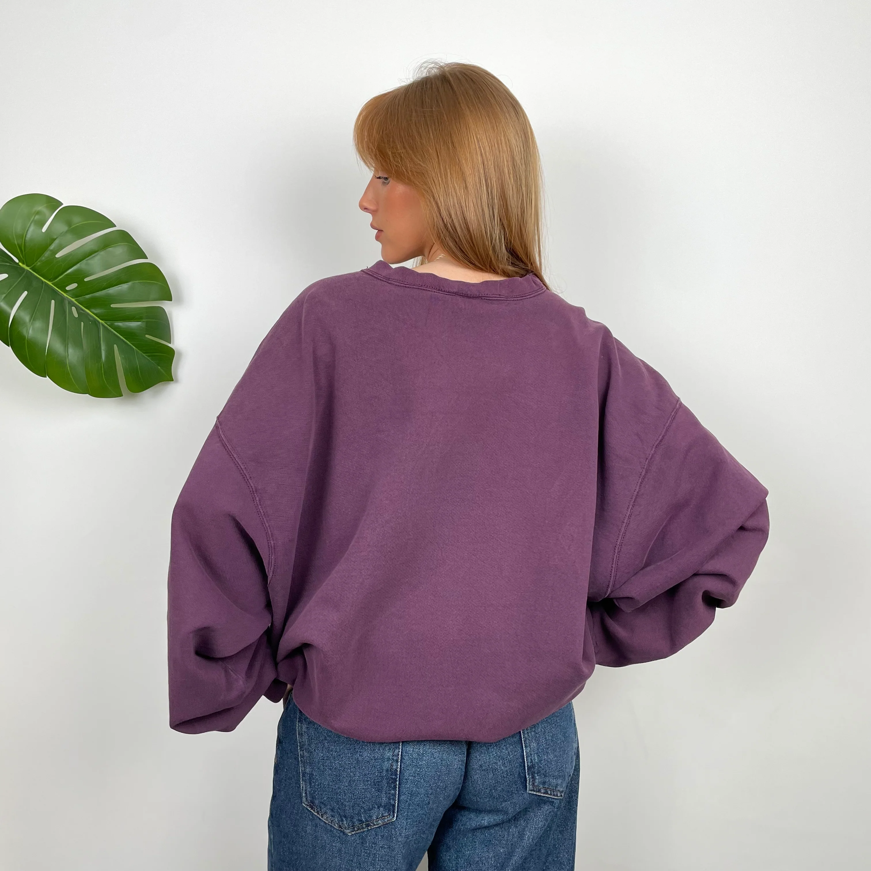 Nike Purple Embroidered Swoosh Sweatshirt (L) - Image 4