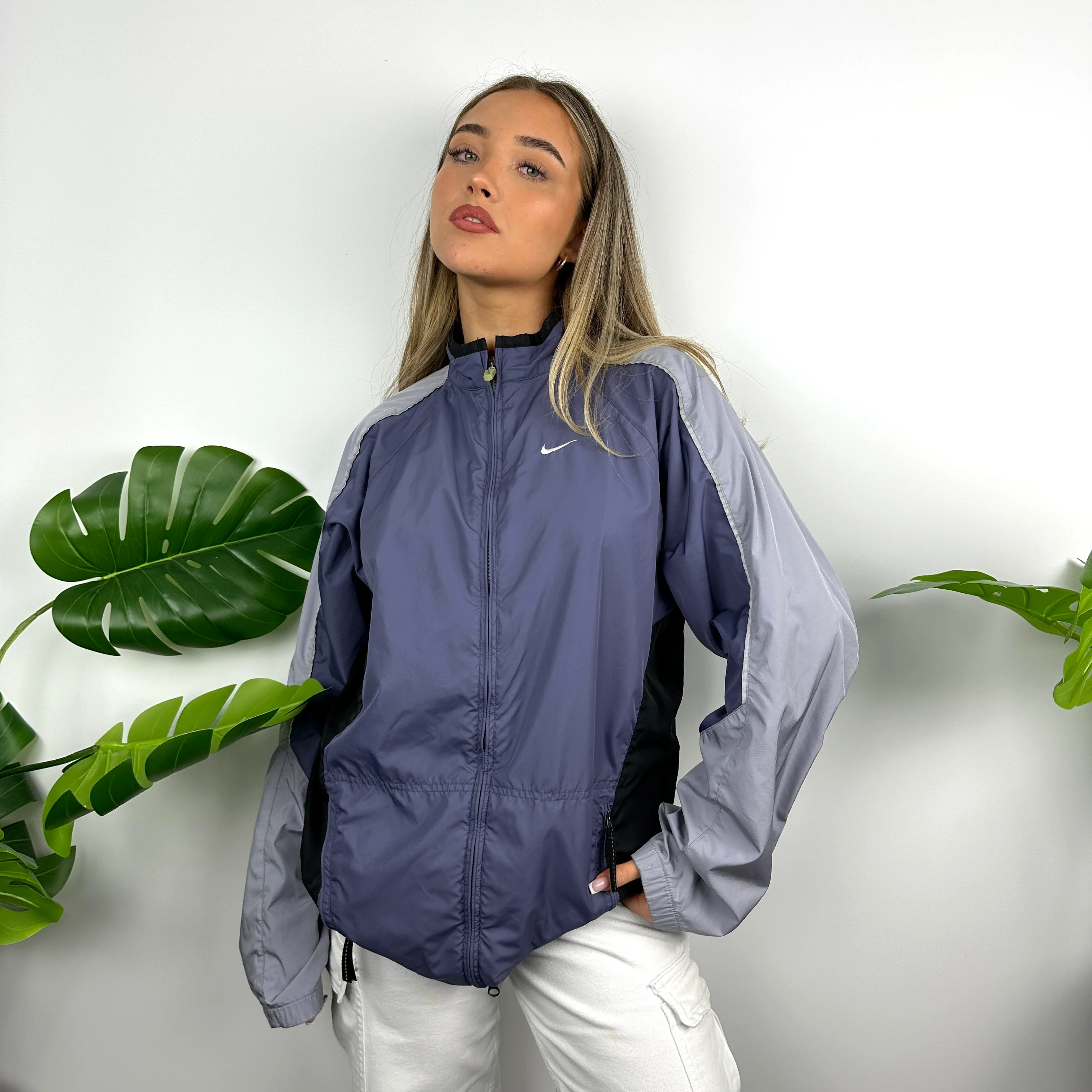 Nike Purple Embroidered Swoosh Windbreaker Jacket (L) - Image 2