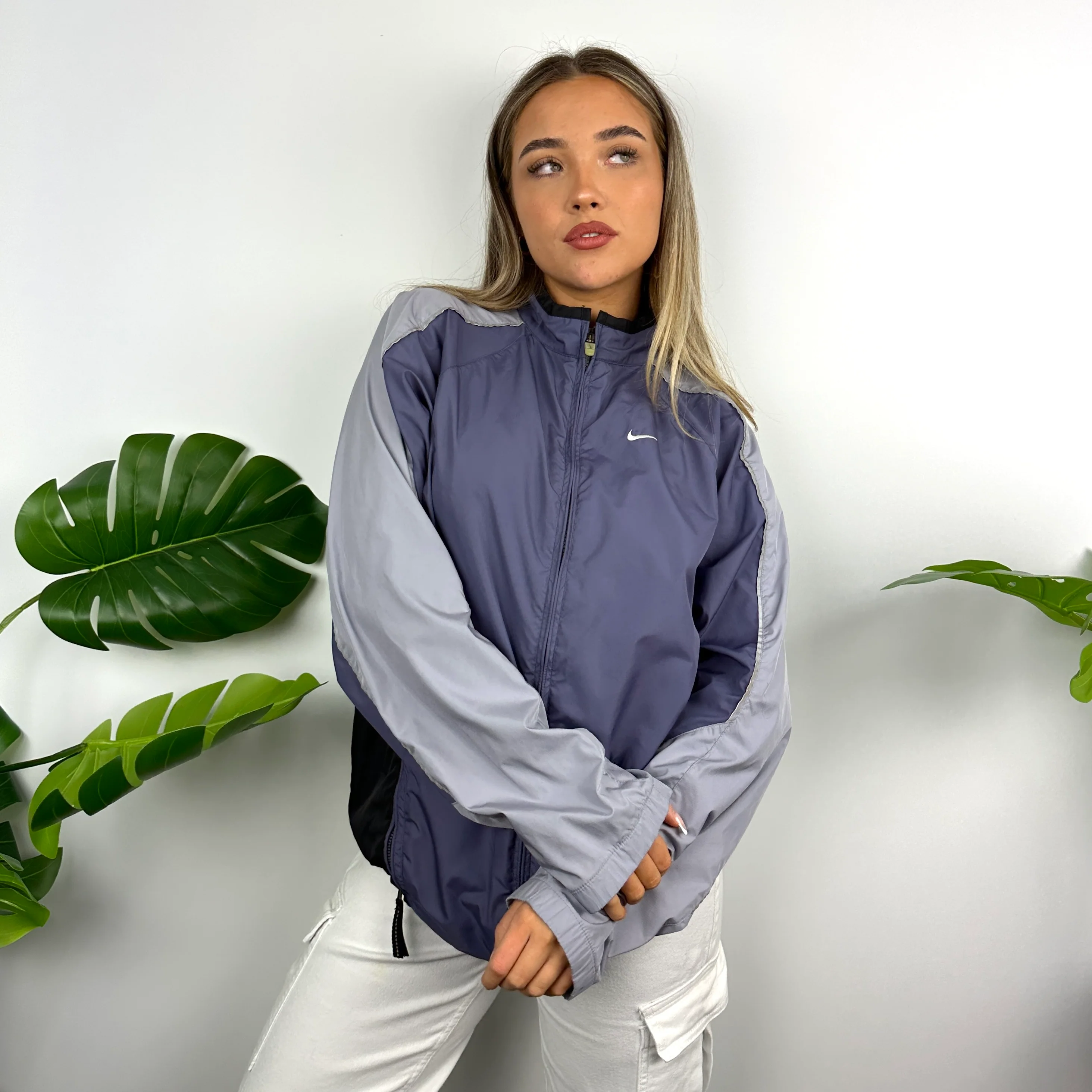 Nike Purple Embroidered Swoosh Windbreaker Jacket (L) - Image 5