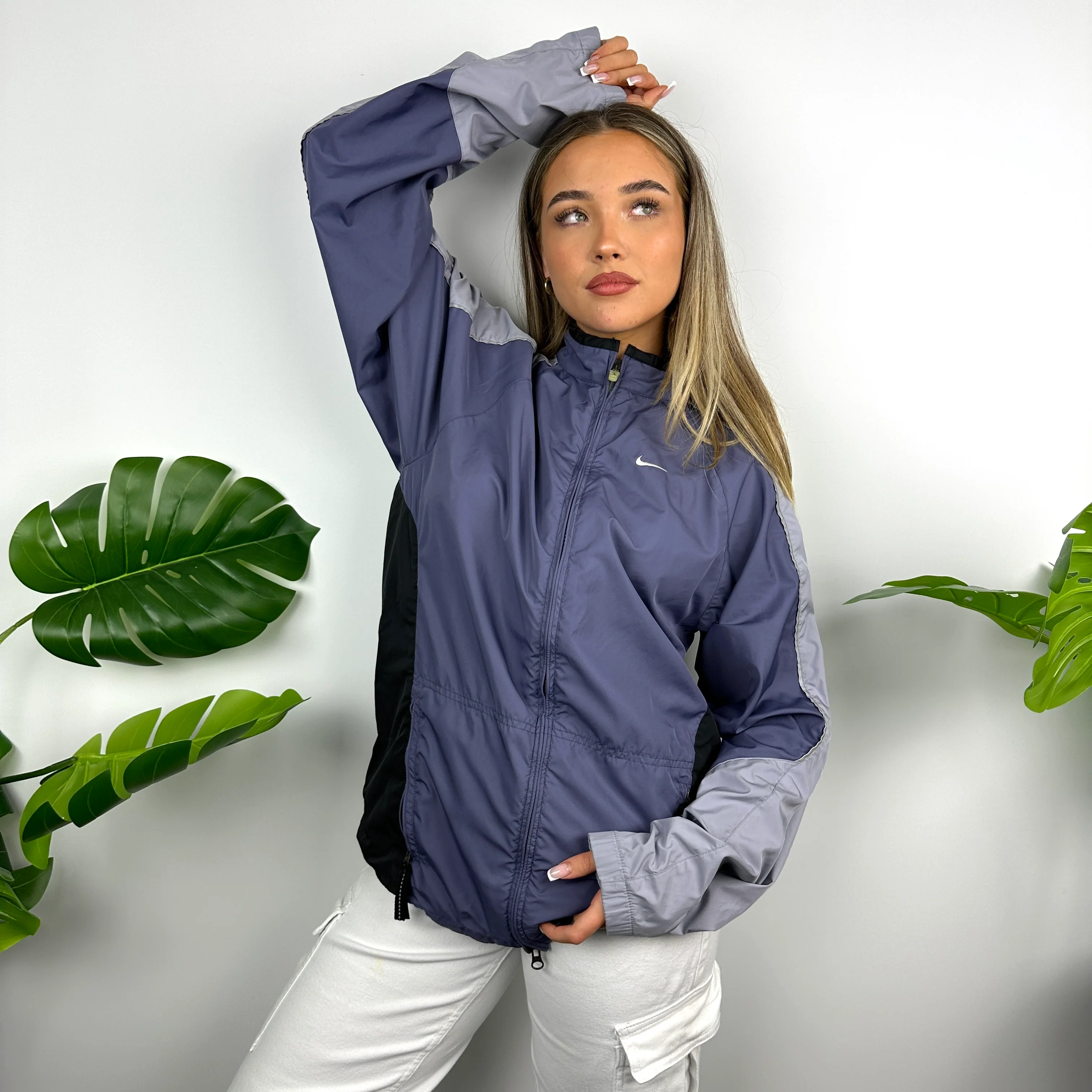 Nike Purple Embroidered Swoosh Windbreaker Jacket (L) - Image 7