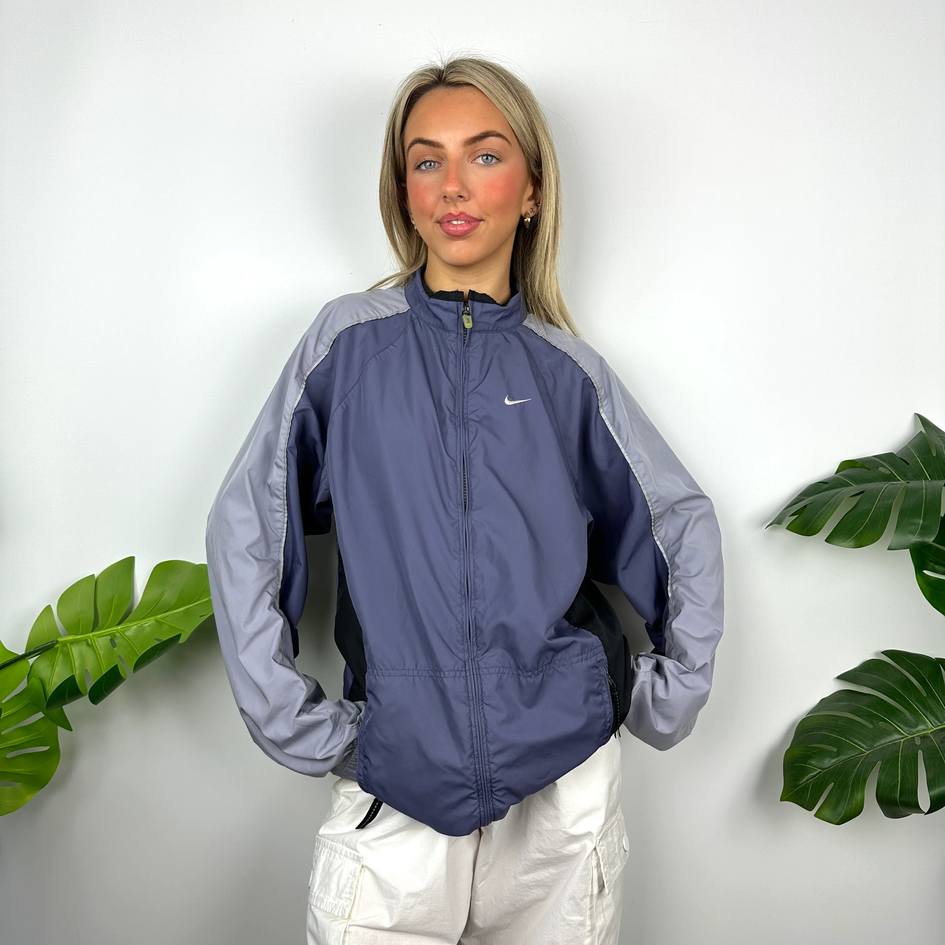 Nike Purple Embroidered Swoosh Windbreaker Jacket (L) - Image 2