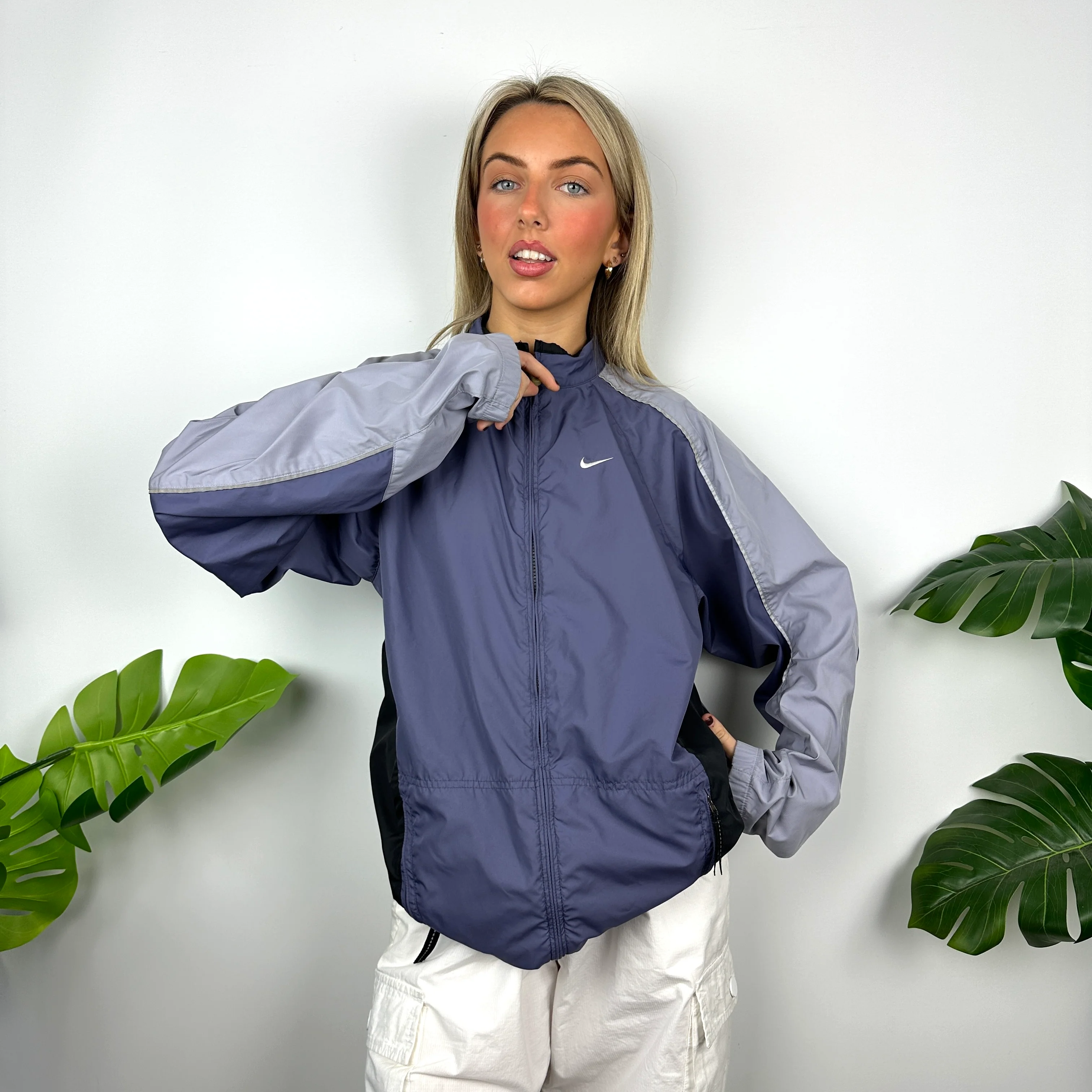 Nike Purple Embroidered Swoosh Windbreaker Jacket (L) - Image 3