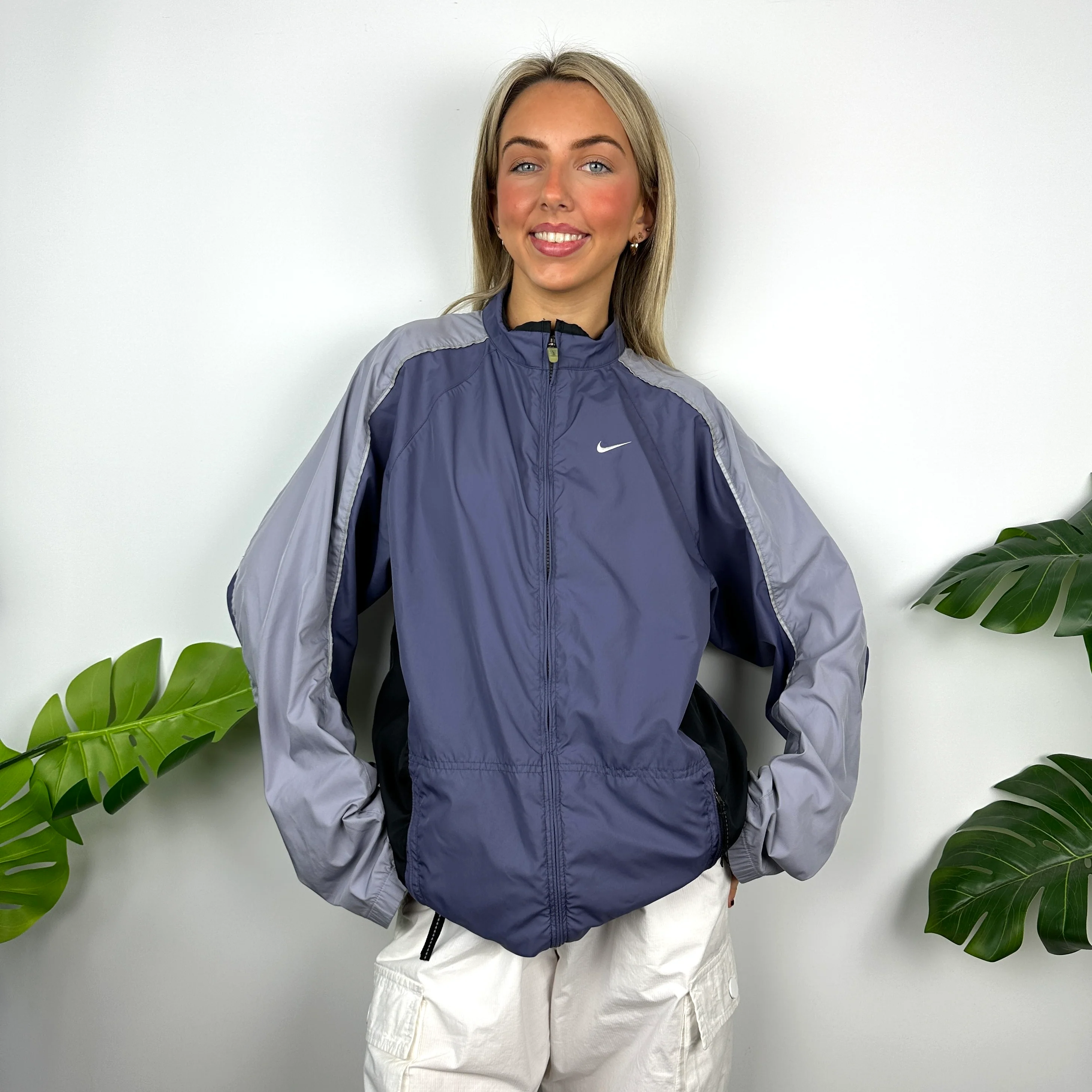 Nike Purple Embroidered Swoosh Windbreaker Jacket (L) - Image 4