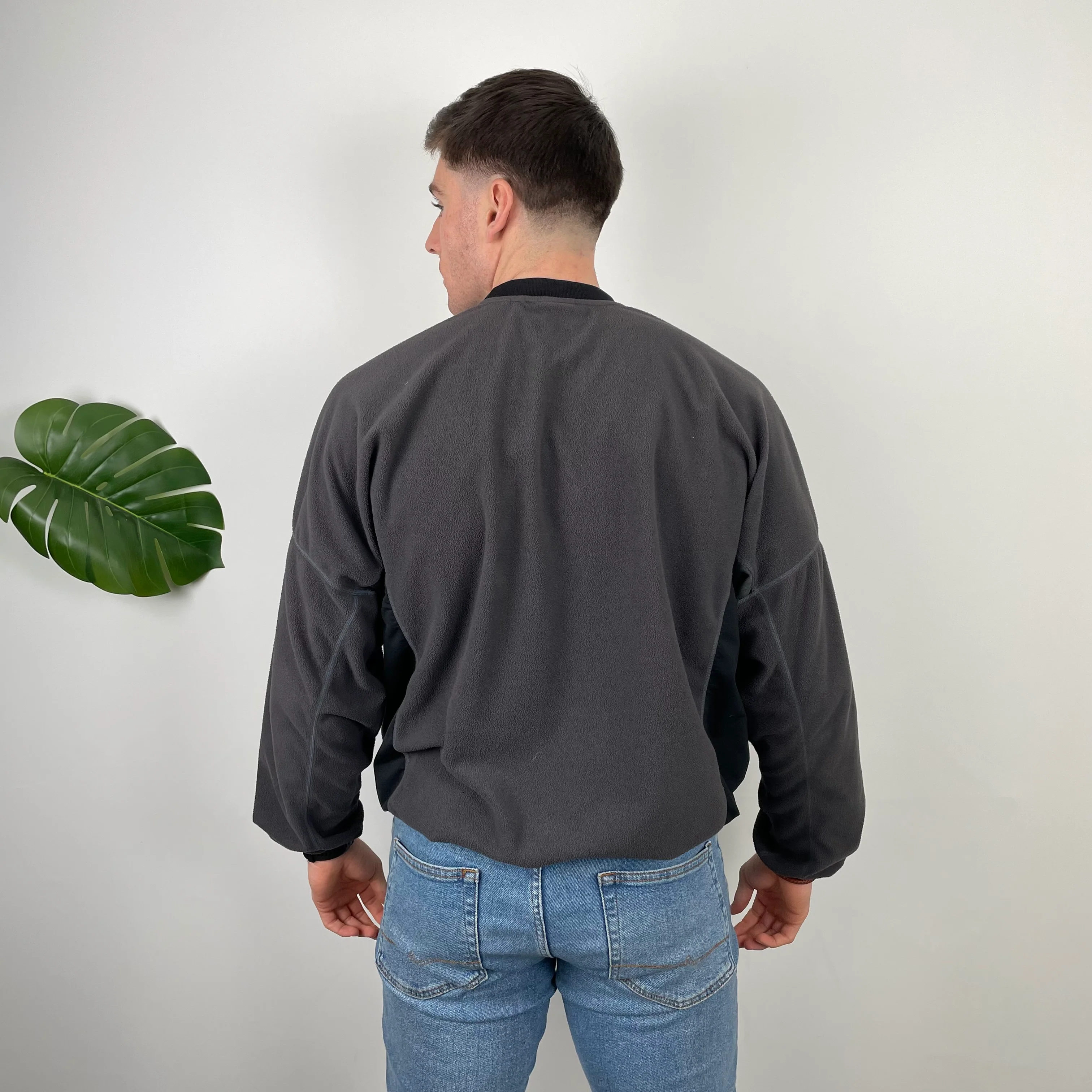Nike RARE Grey Embroidered Spell Out Fleece Sweatshirt (L) - Image 7