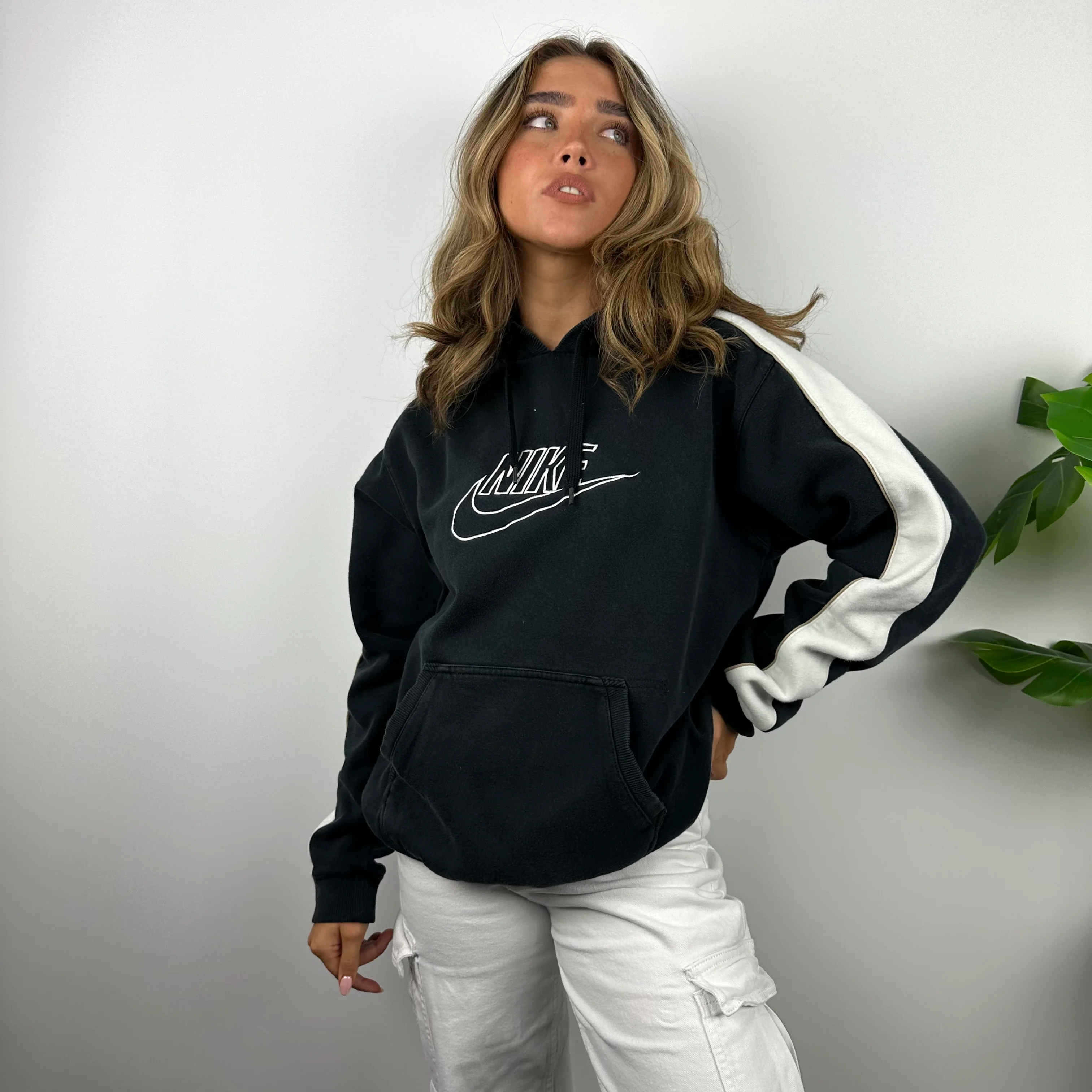 Nike RARE Black Embroidered Spell Out Hoodie (M) - Image 6
