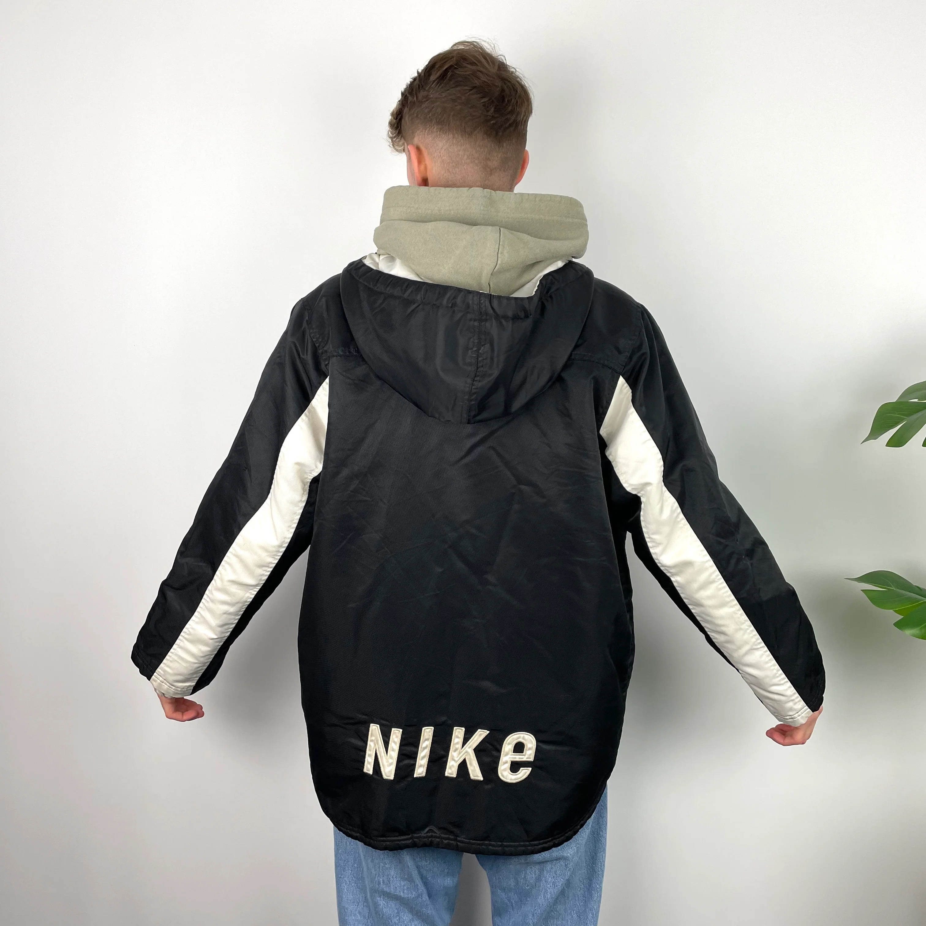 Nike RARE Black Embroidered Spell Out Padded Jacket (XL) - Image 3