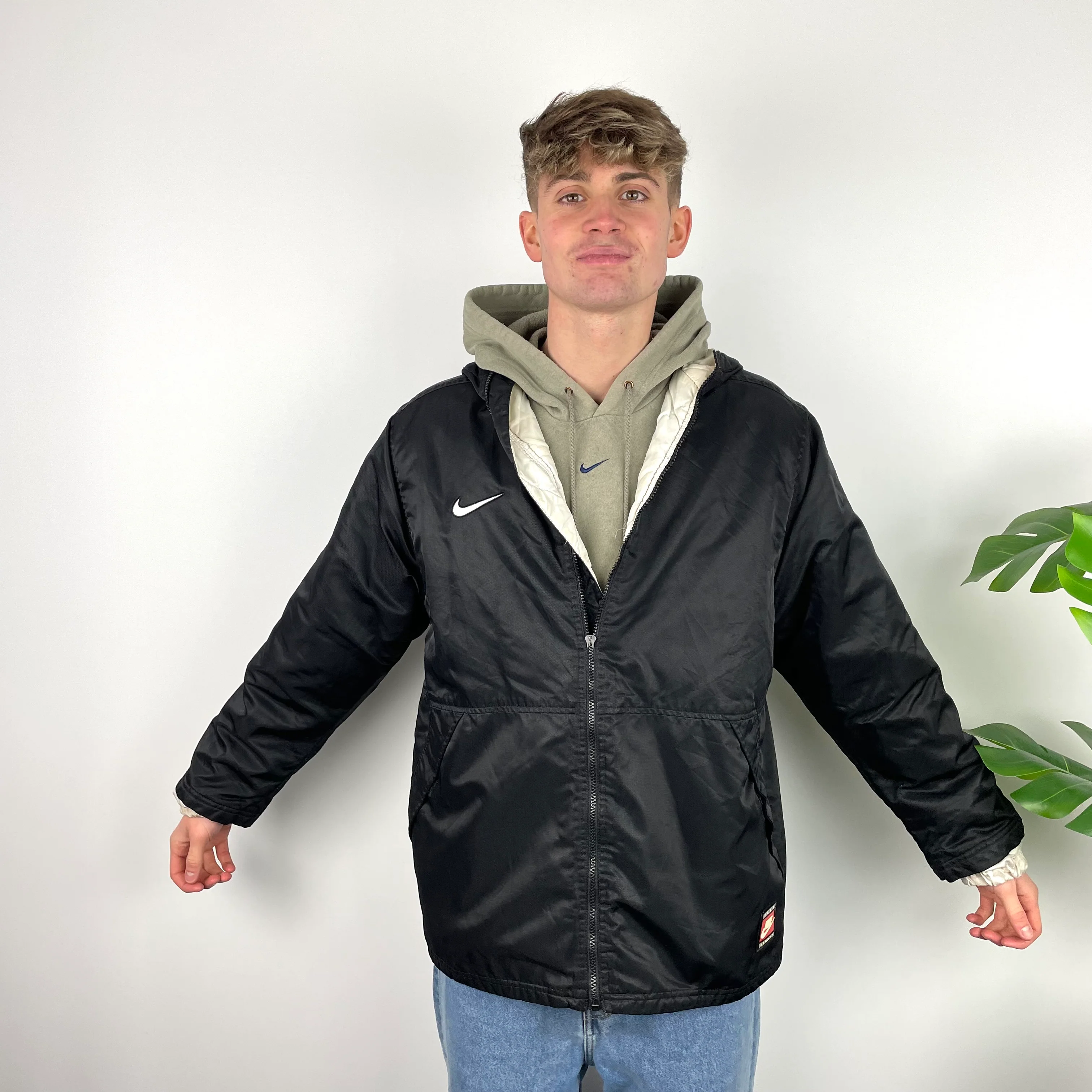 Nike RARE Black Embroidered Spell Out Padded Jacket (XL) - Image 5