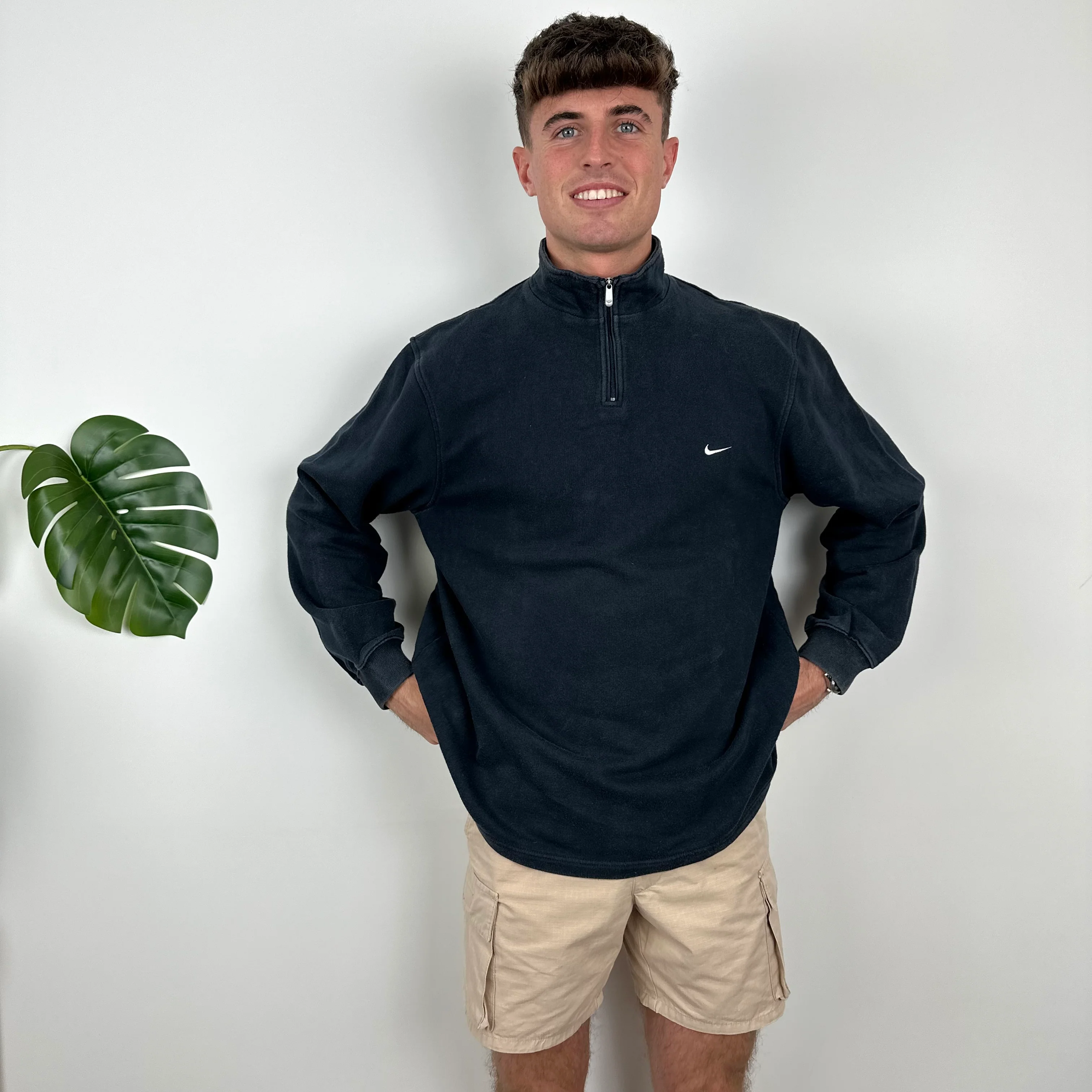 Nike Black Embroidered Spell Out Quarter Zip Sweatshirt (L) - Image 3