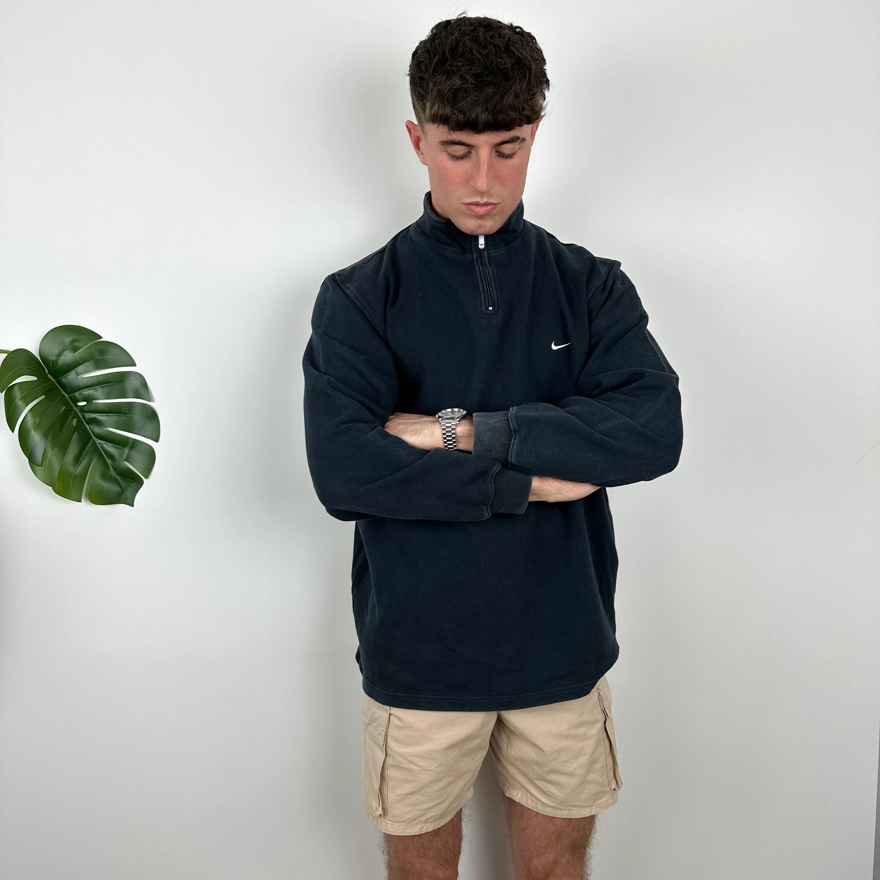 Nike Black Embroidered Spell Out Quarter Zip Sweatshirt (L) - Image 5
