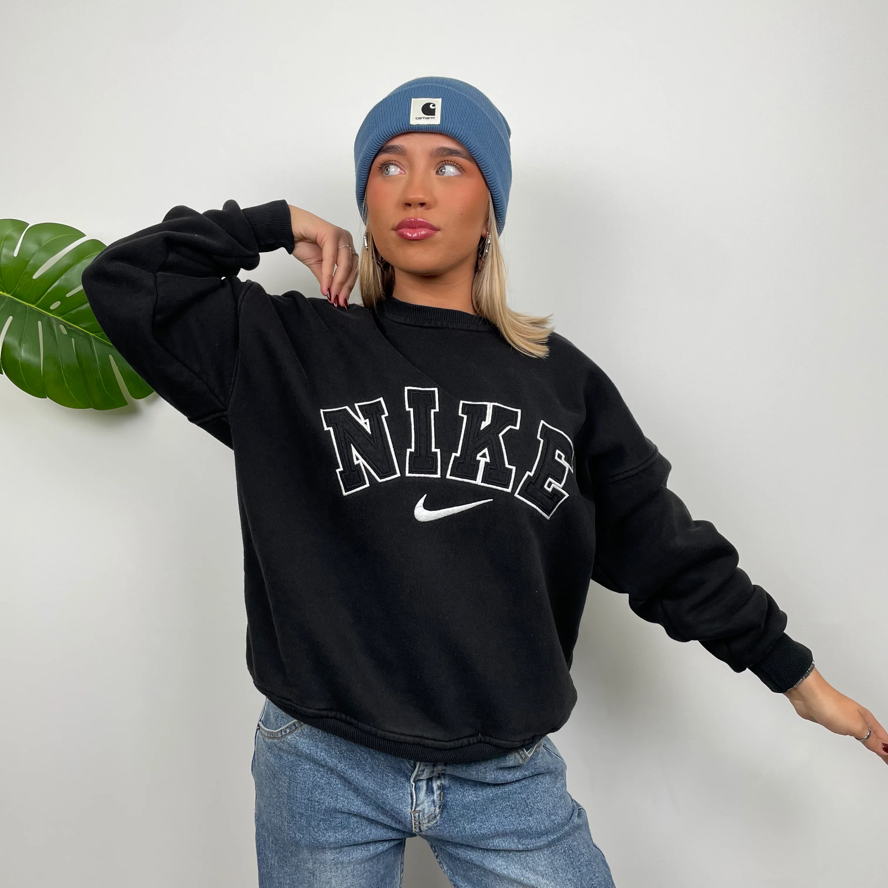 Nike RARE Black Embroidered Spell Out Sweatshirt (M) - Image 7