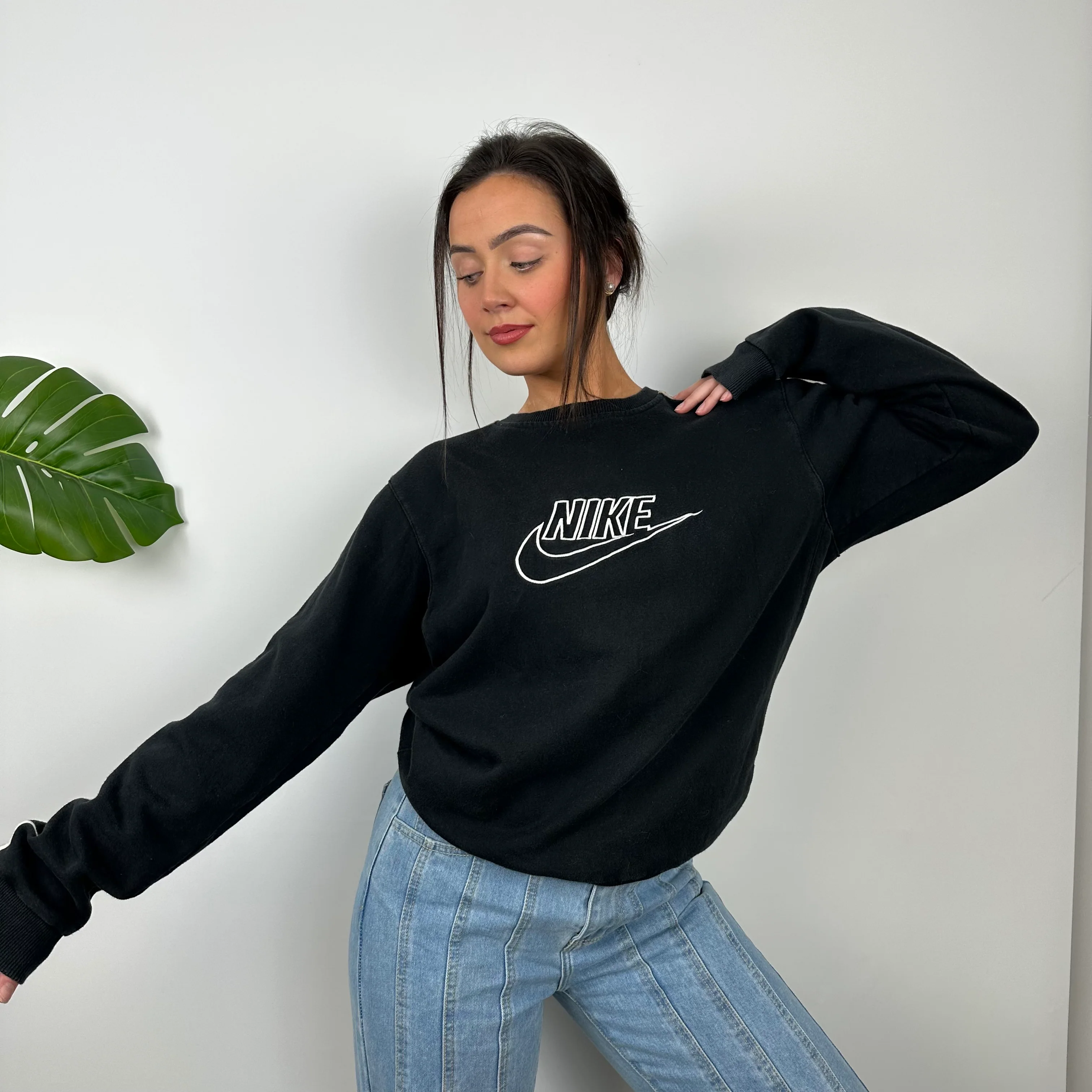 Nike RARE Black Embroidered Spell Out Sweatshirt (M) - Image 4