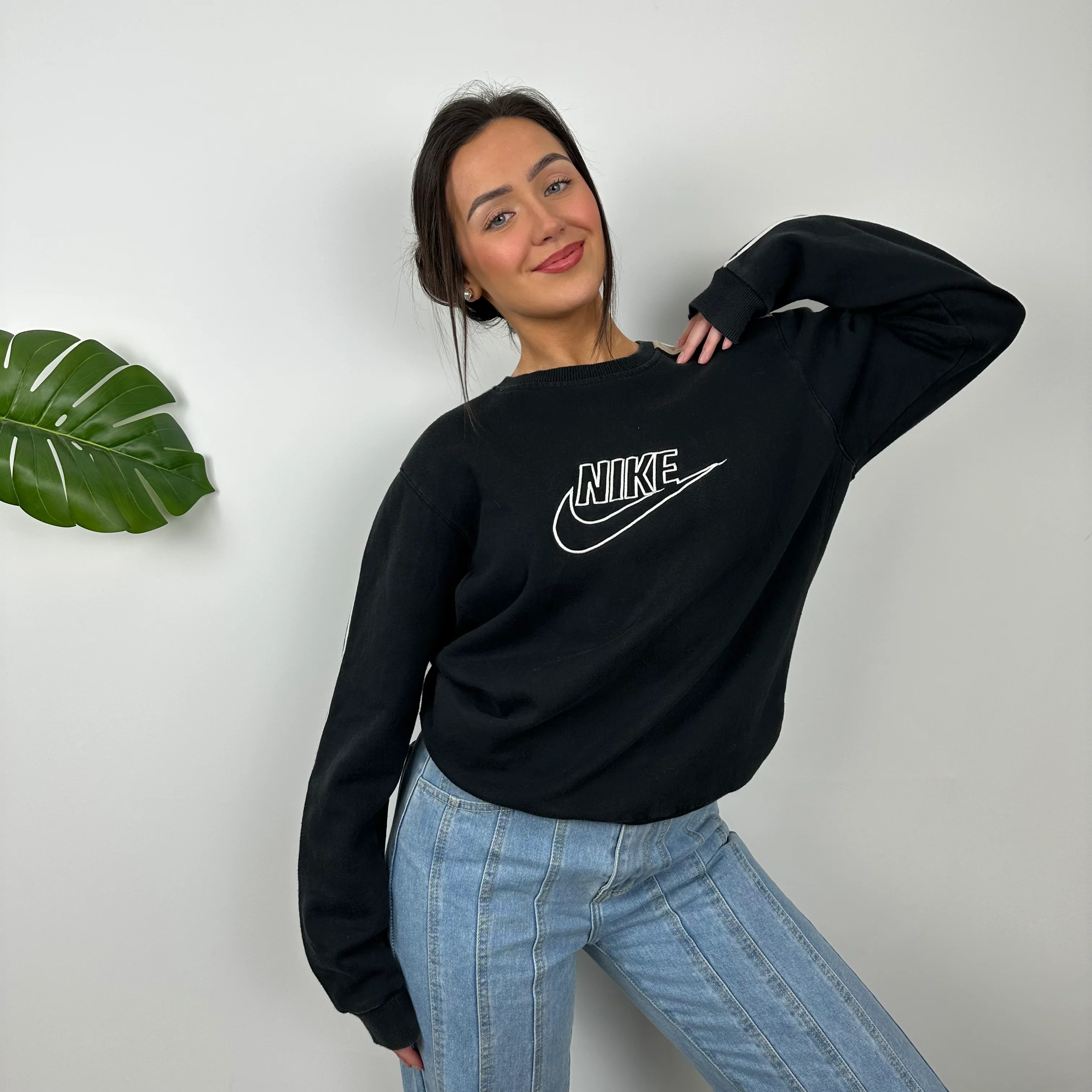 Nike RARE Black Embroidered Spell Out Sweatshirt (M) - Image 5