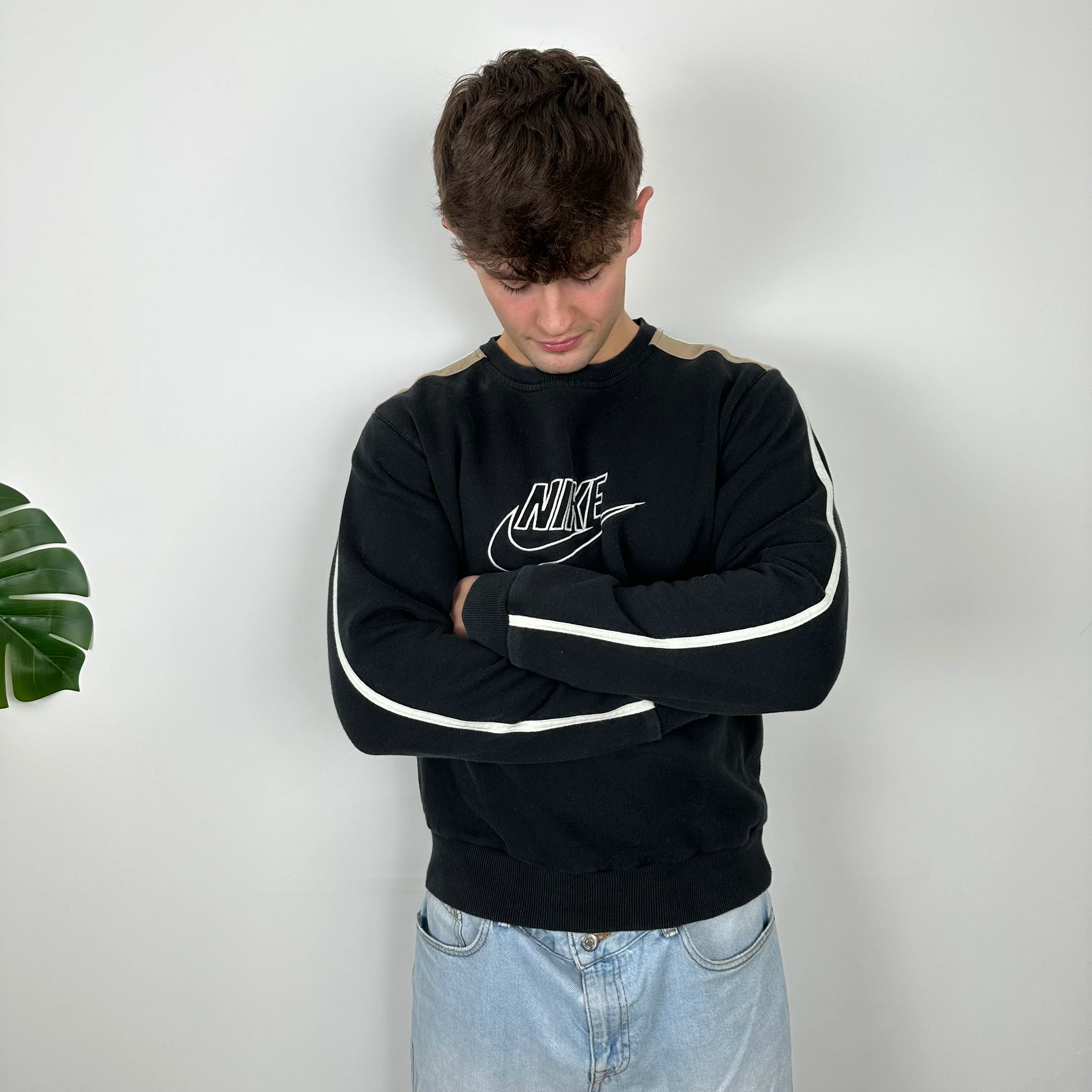 Nike RARE Black Embroidered Spell Out Sweatshirt (M) - Image 2