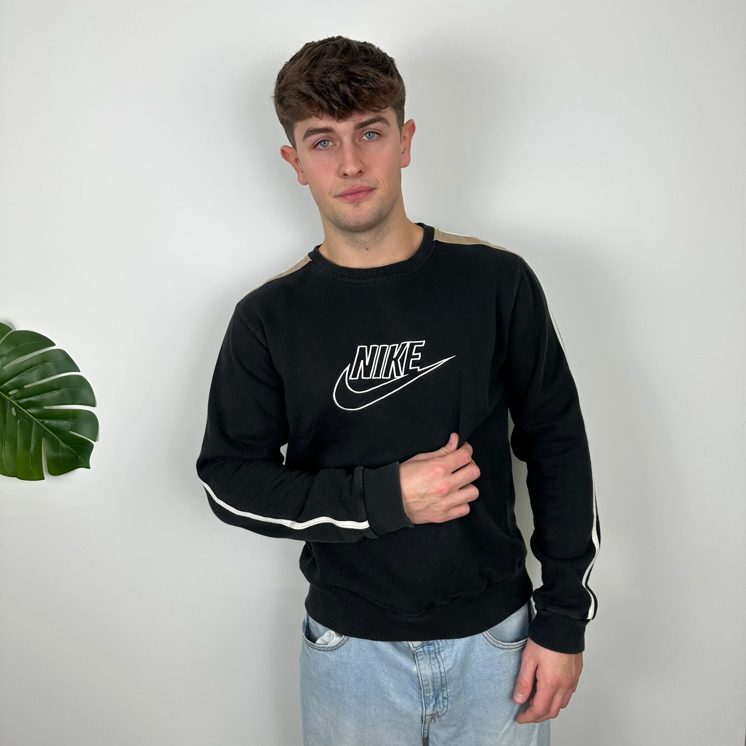 Nike RARE Black Embroidered Spell Out Sweatshirt (M) - Image 3
