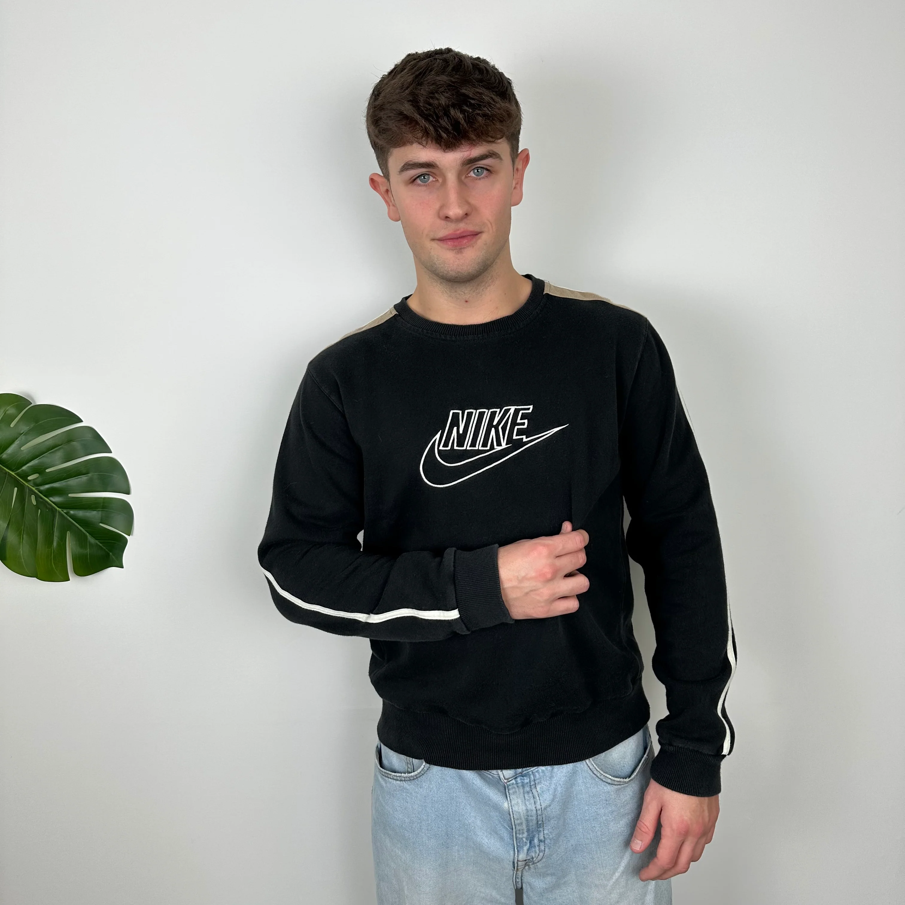 Nike RARE Black Embroidered Spell Out Sweatshirt (M) - Image 4