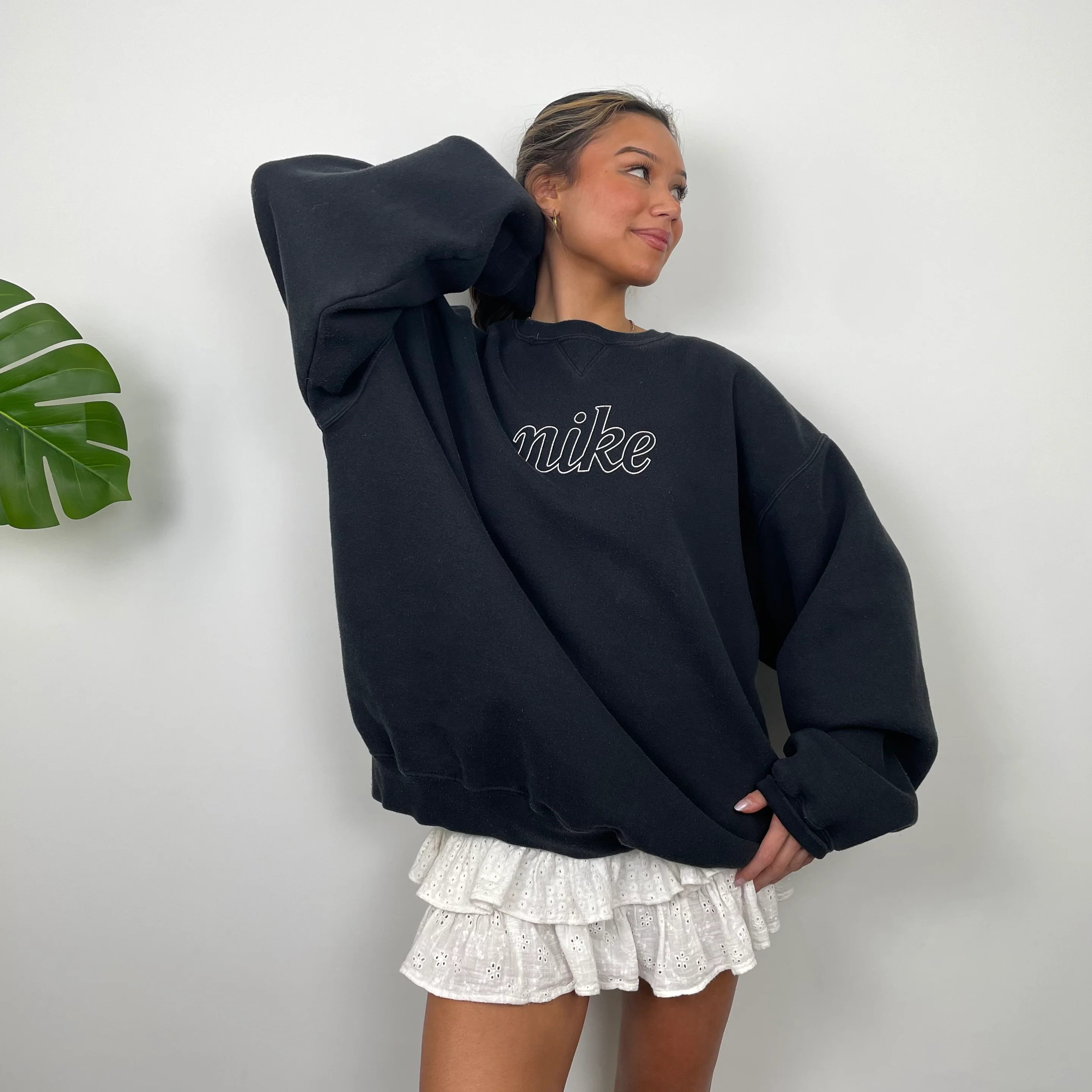 Nike RARE Black Embroidered Spell Out Sweatshirt (XXL) - Image 6