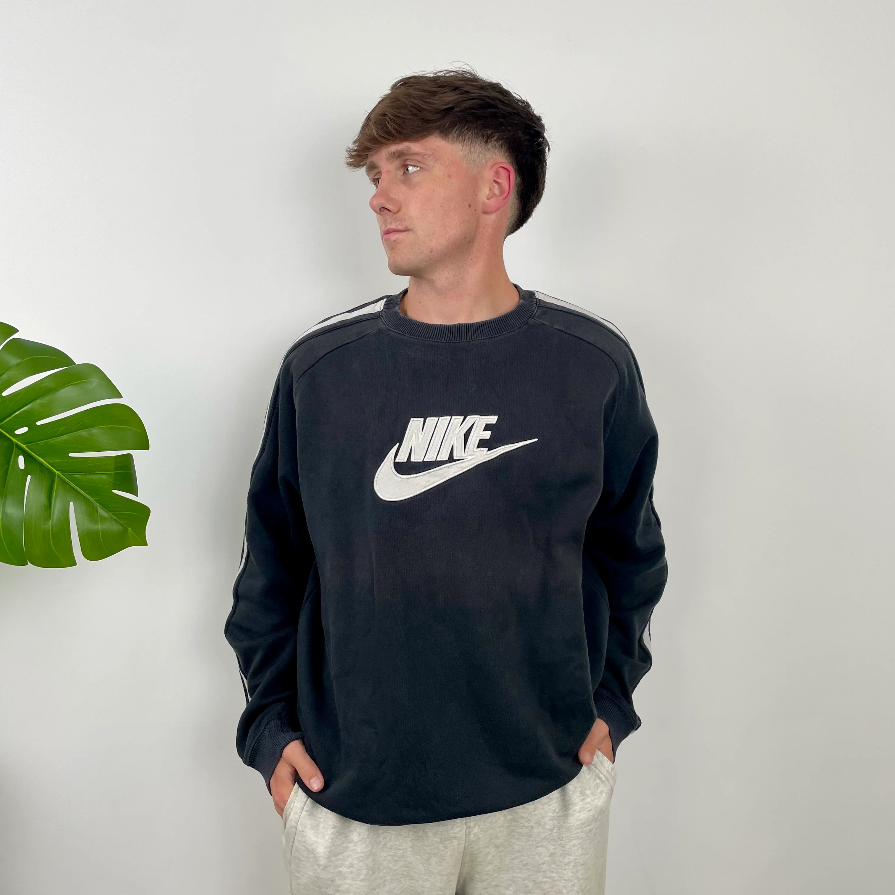Nike RARE Black Embroidered Spell Out Sweatshirt (L) - Image 6