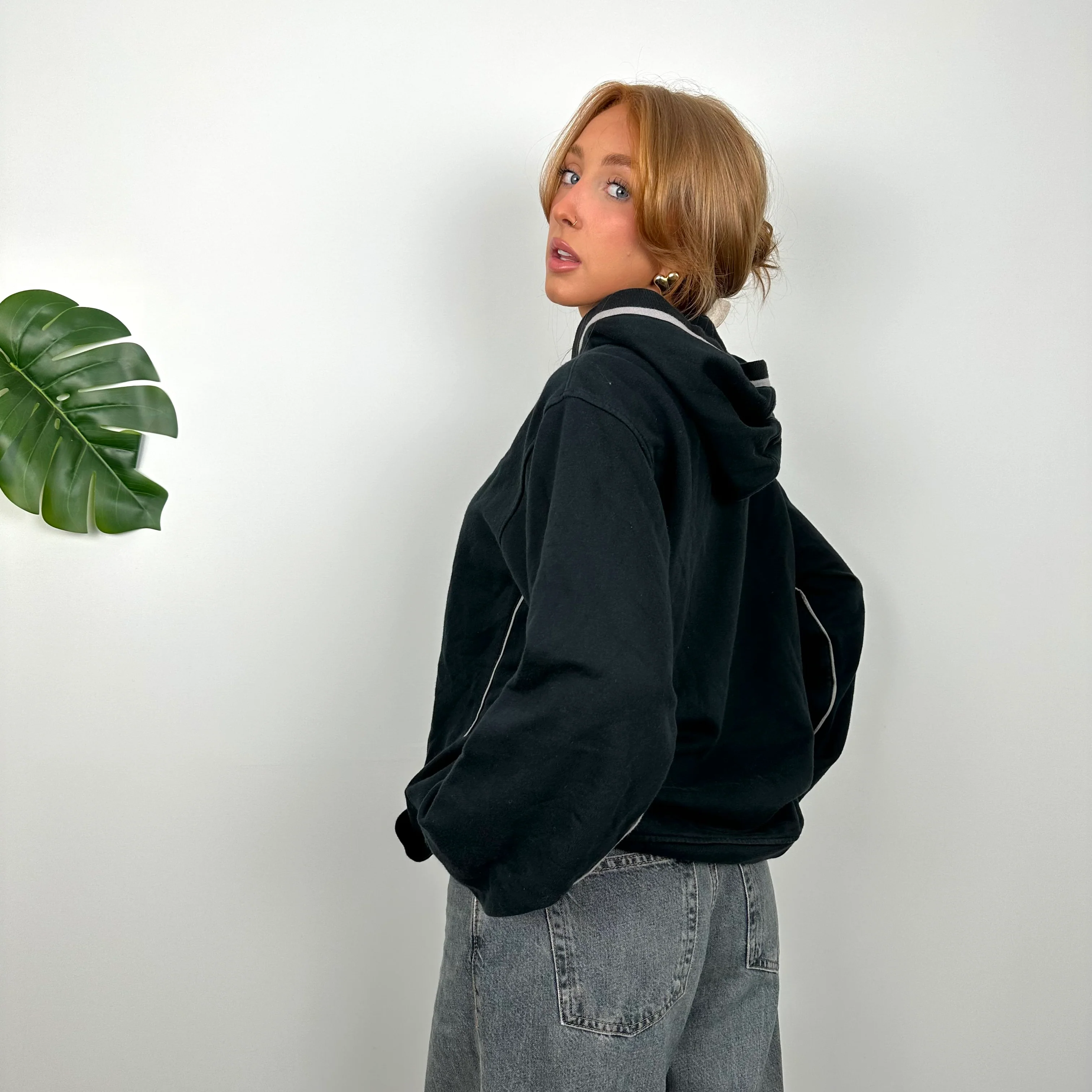 Nike RARE Black Embroidered Swoosh Hoodie (L) - Image 6