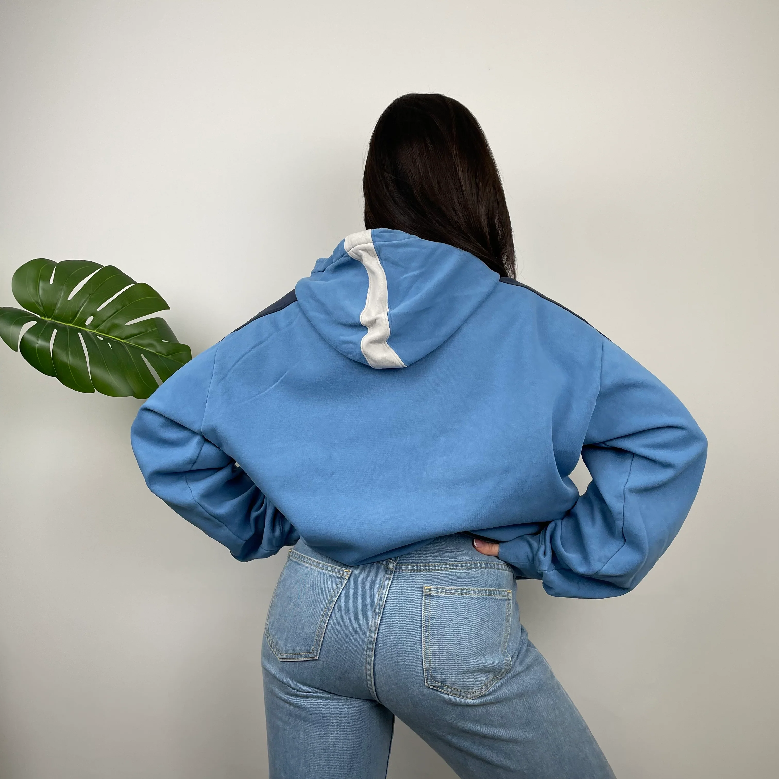 Nike RARE Blue Embroidered Spell Out Hoodie (L) - Image 5