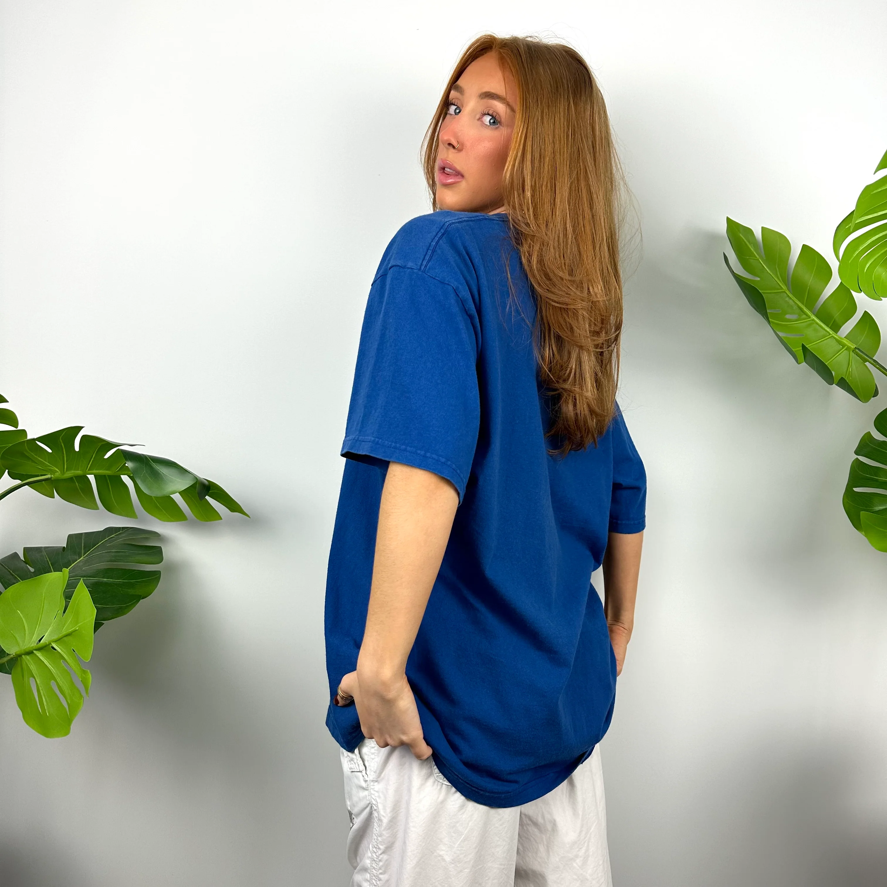 Nike RARE Blue Embroidered Swoosh T Shirt (L) - Image 4