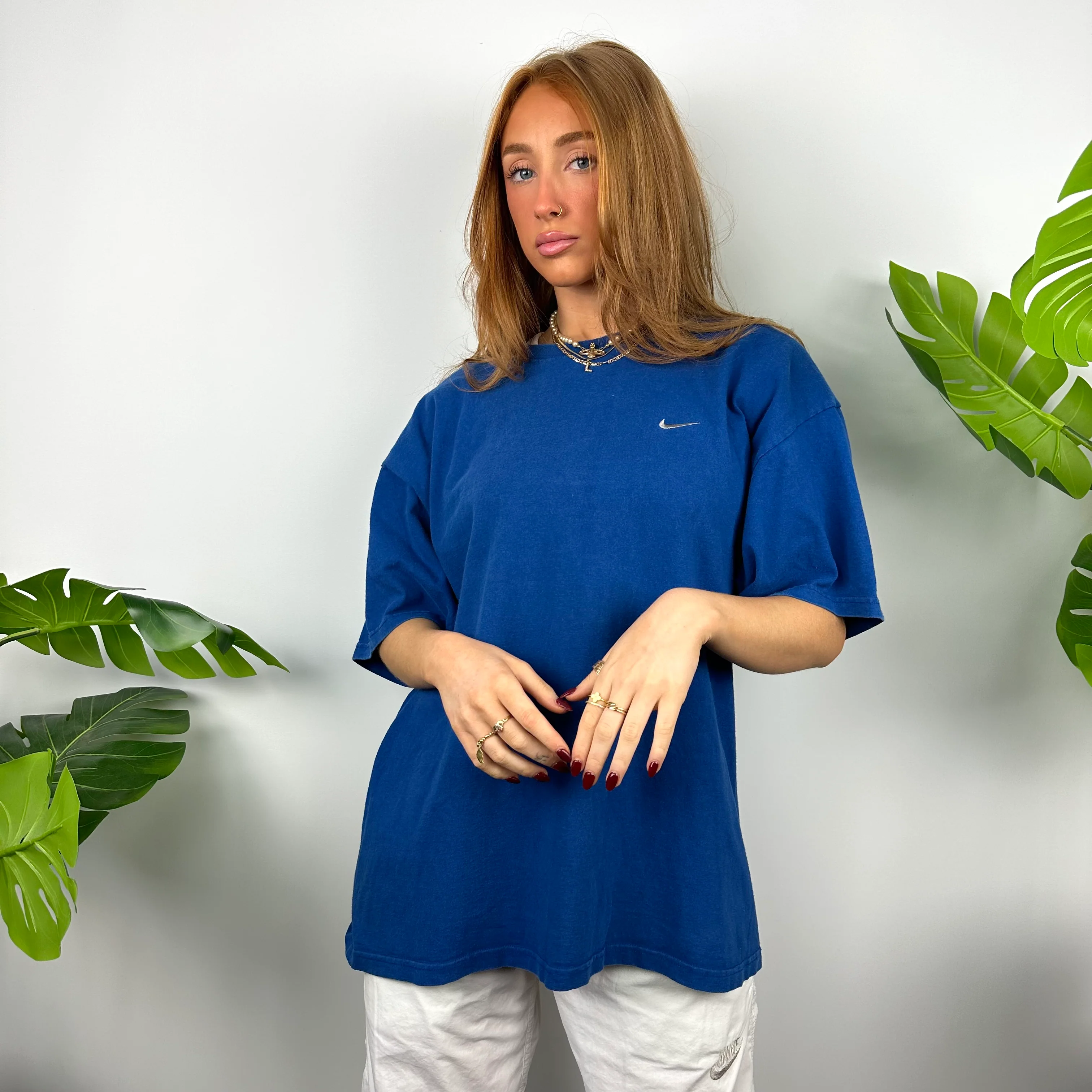 Nike RARE Blue Embroidered Swoosh T Shirt (L) - Image 5