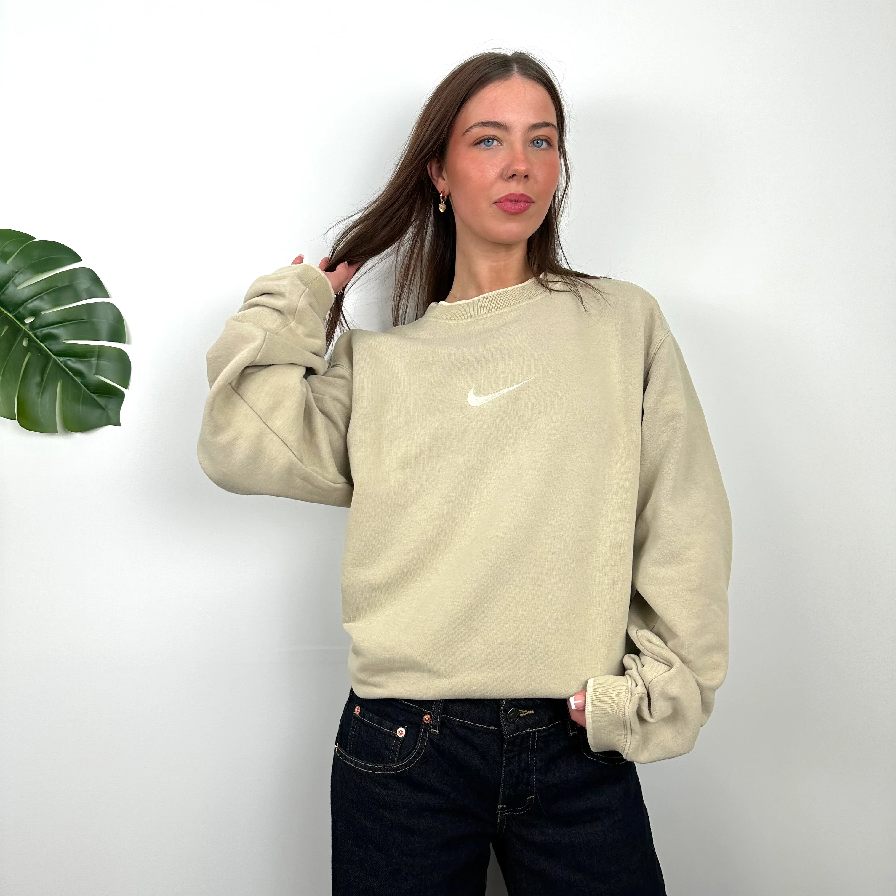 Nike RARE Coffee Embroidered Swoosh Sweatshirt (L) - Image 2