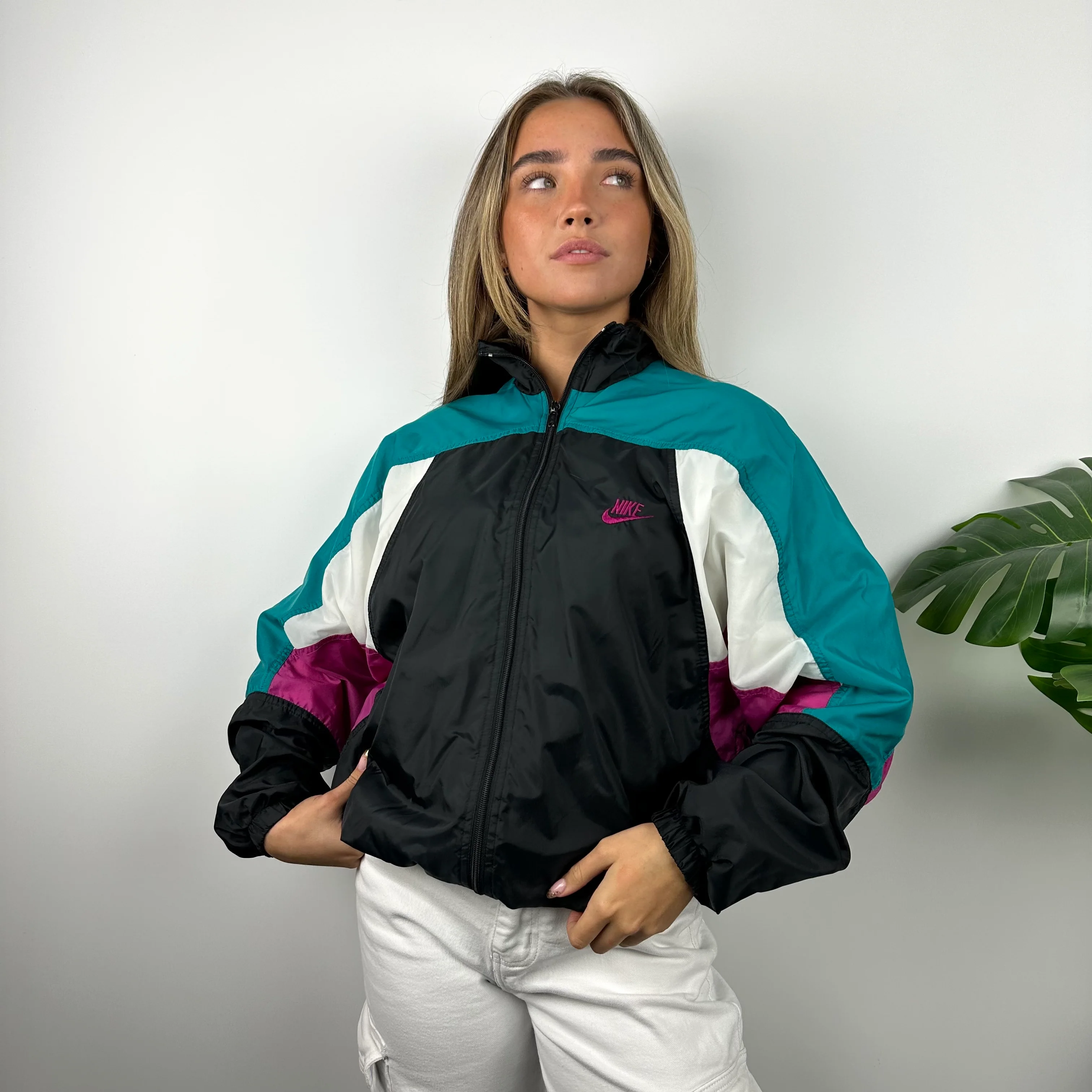 Nike Colour Block Embroidered Spell Out Windbreaker Jacket (S)