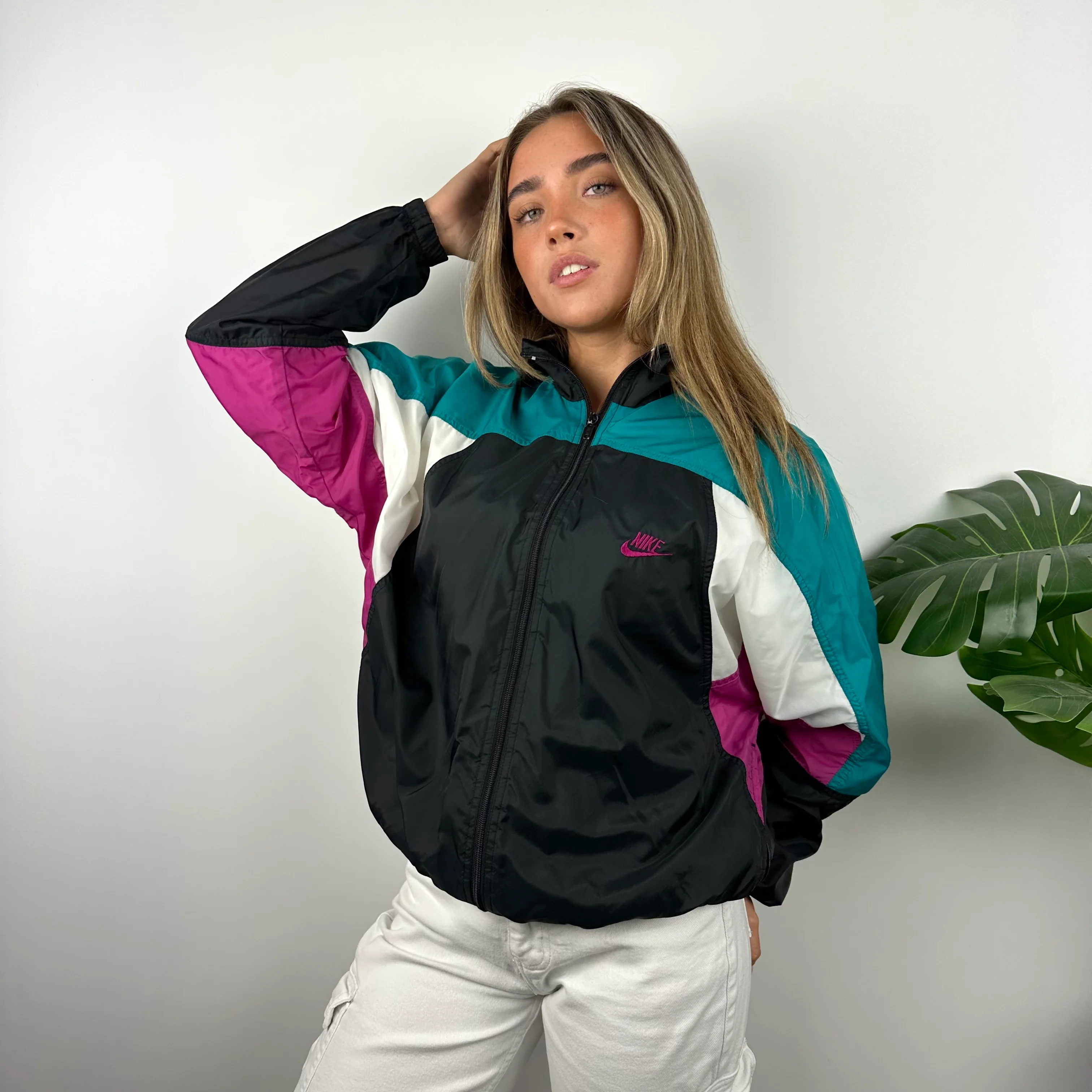 Nike Colour Block Embroidered Spell Out Windbreaker Jacket (S) - Image 2