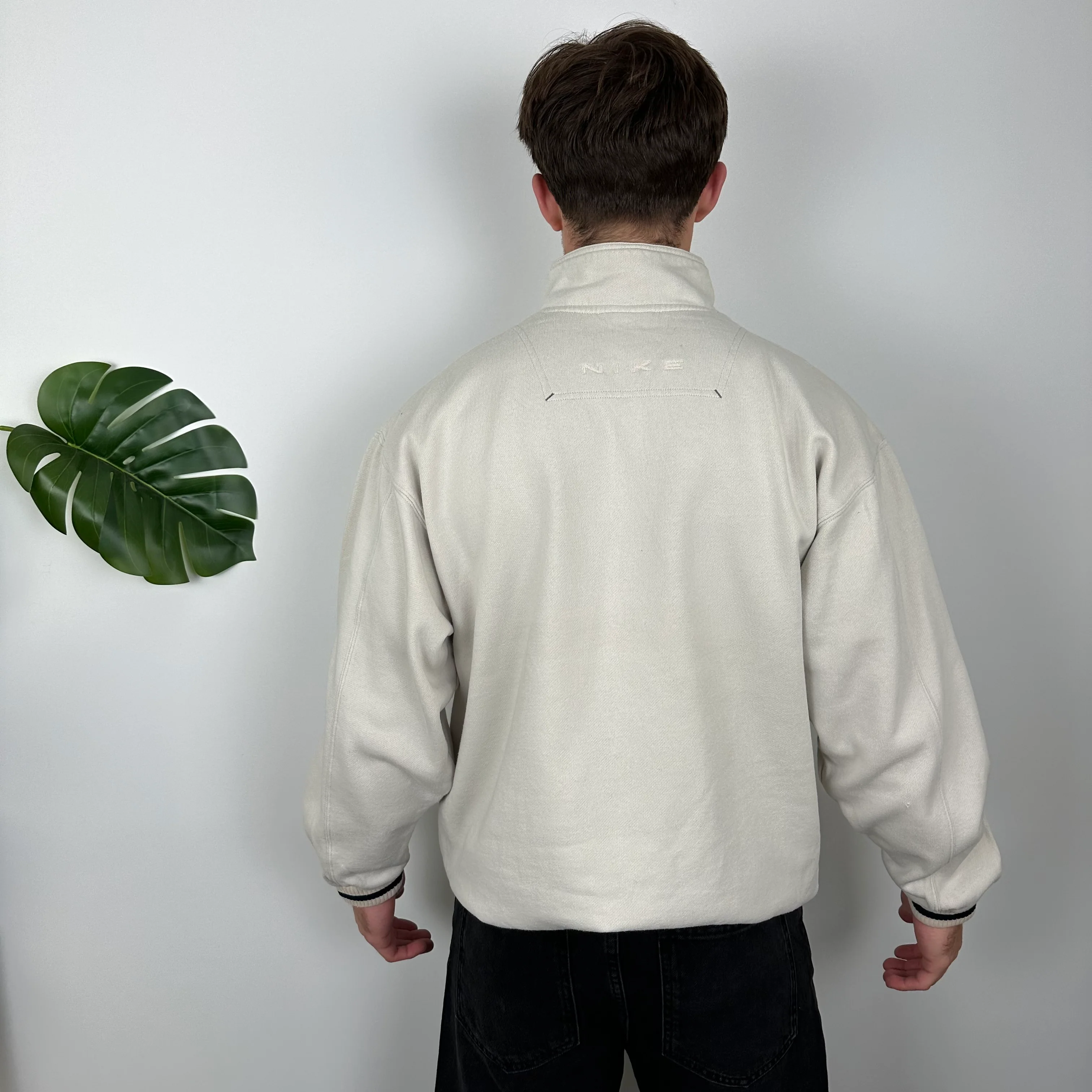 Nike RARE Cream Embroidered Spell Quarter Zip Sweatshirt (M) - Image 5