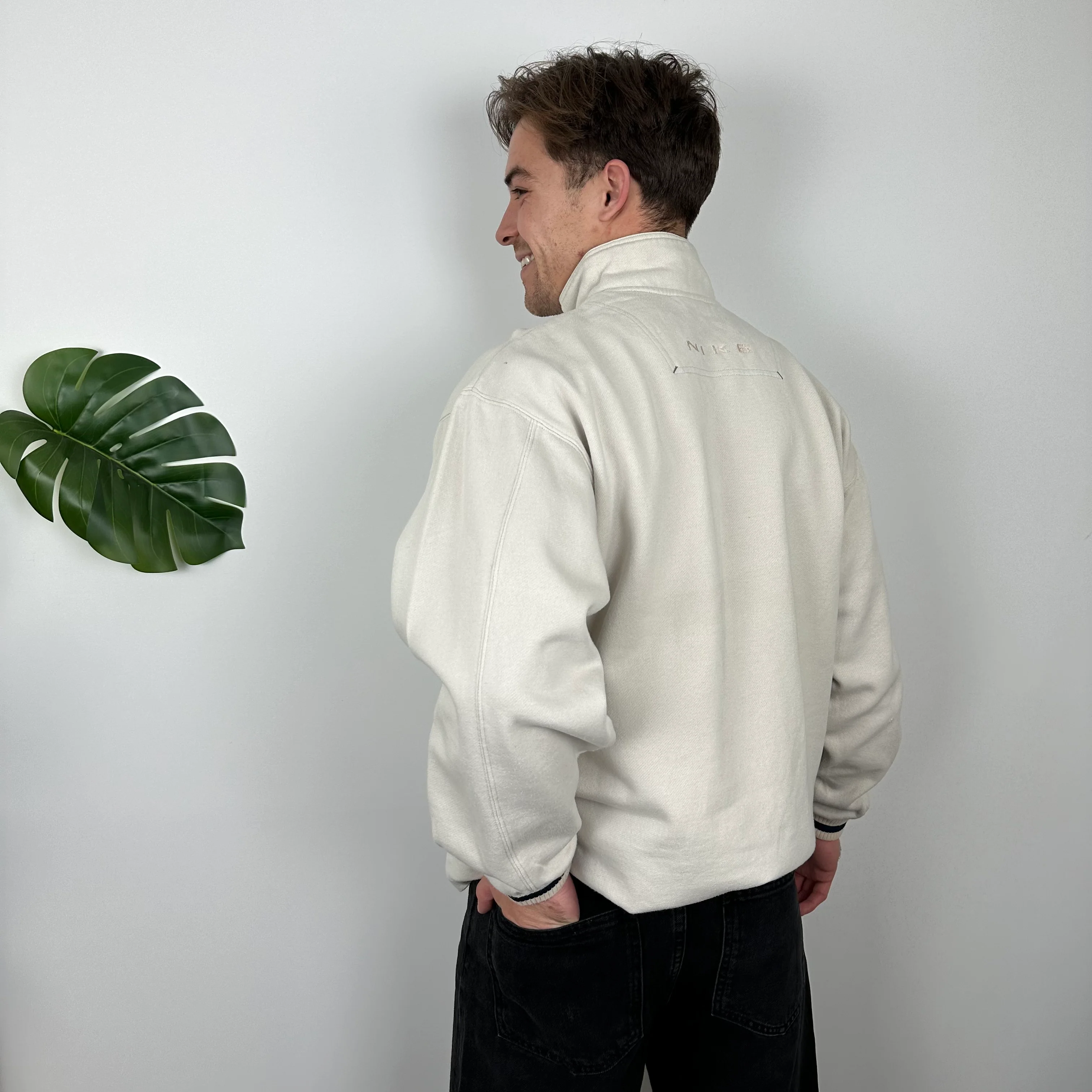 Nike RARE Cream Embroidered Spell Quarter Zip Sweatshirt (M) - Image 6