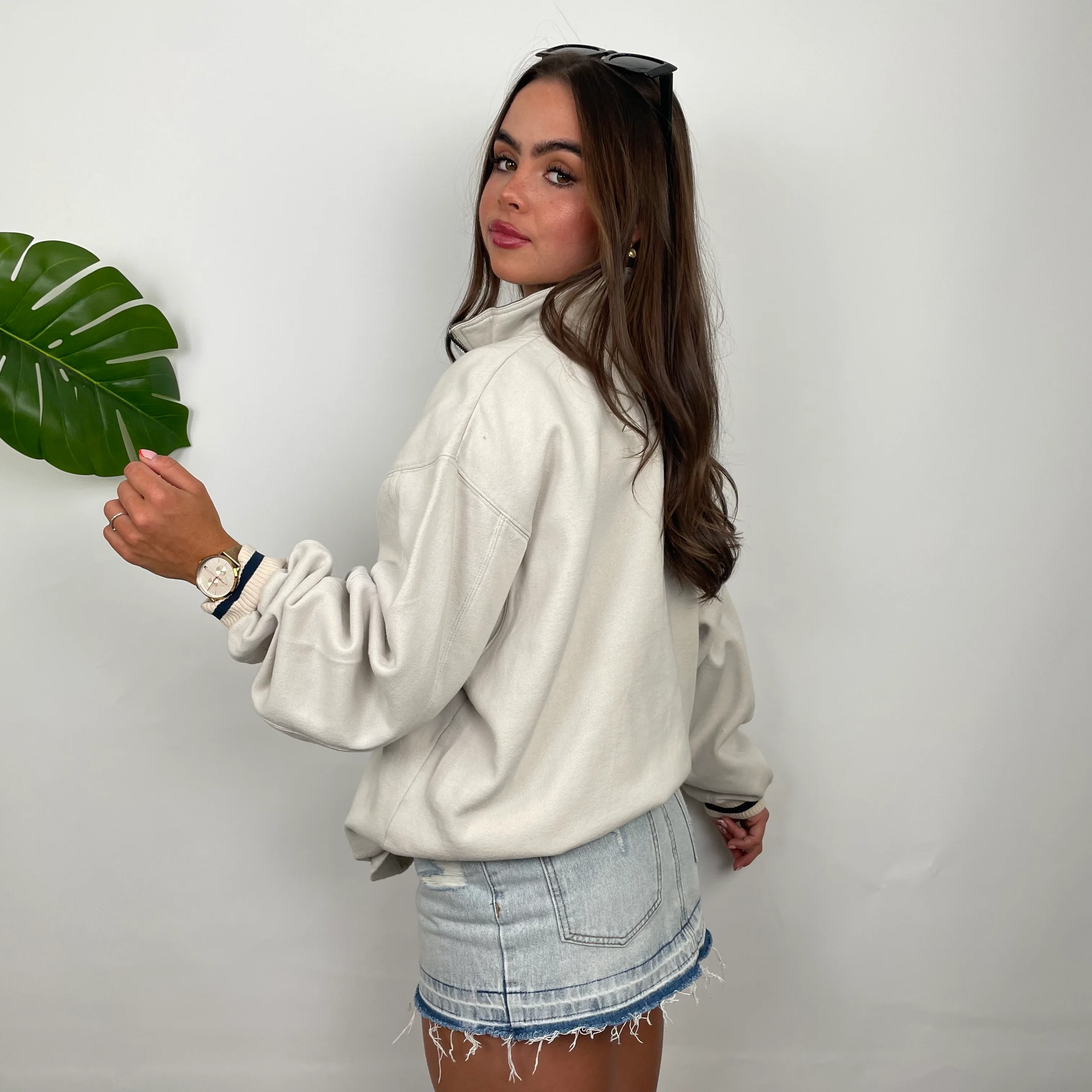 Nike RARE Cream Embroidered Spell Quarter Zip Sweatshirt (M) - Image 18