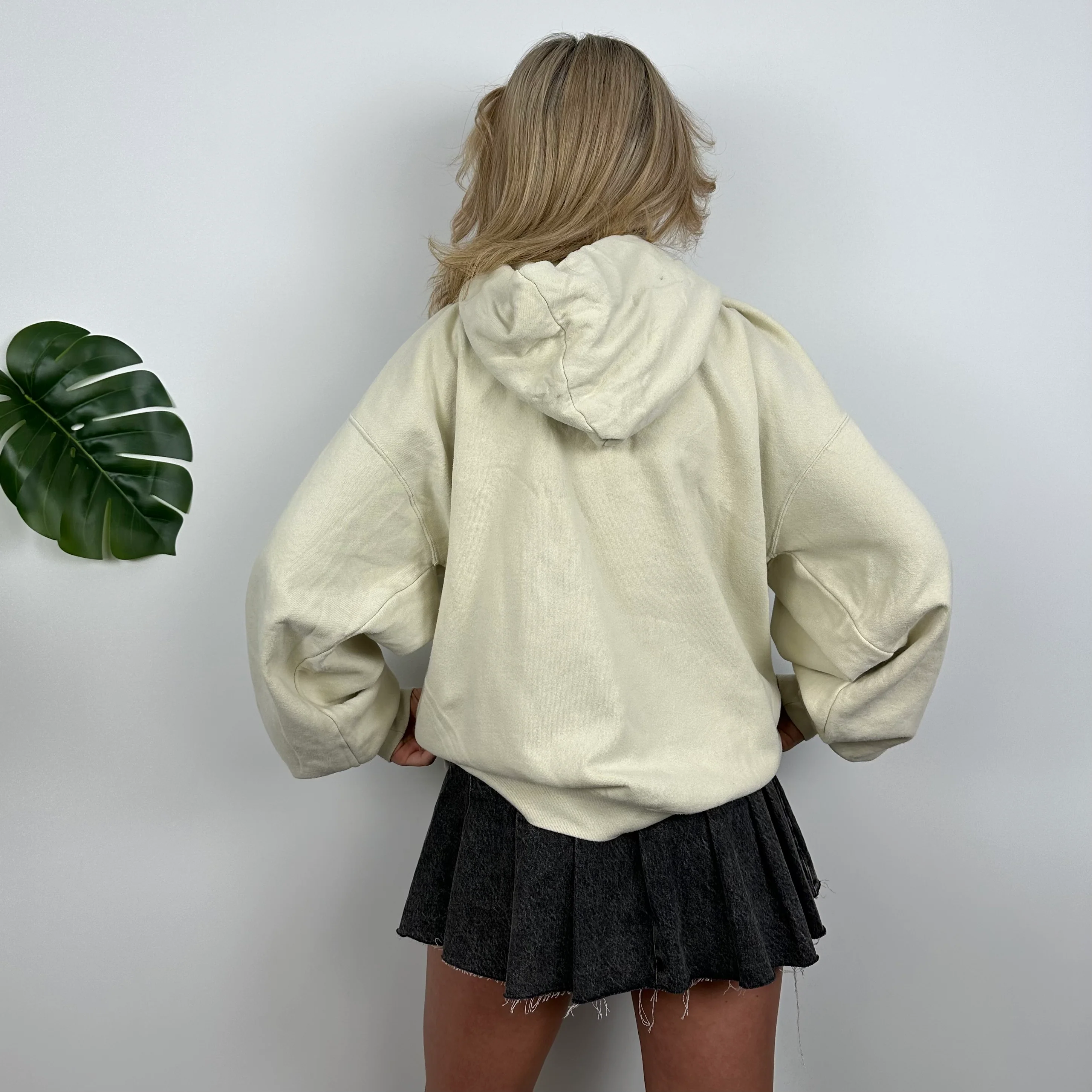 Nike RARE Cream Embroidered Swoosh Hoodie (XL) - Image 4