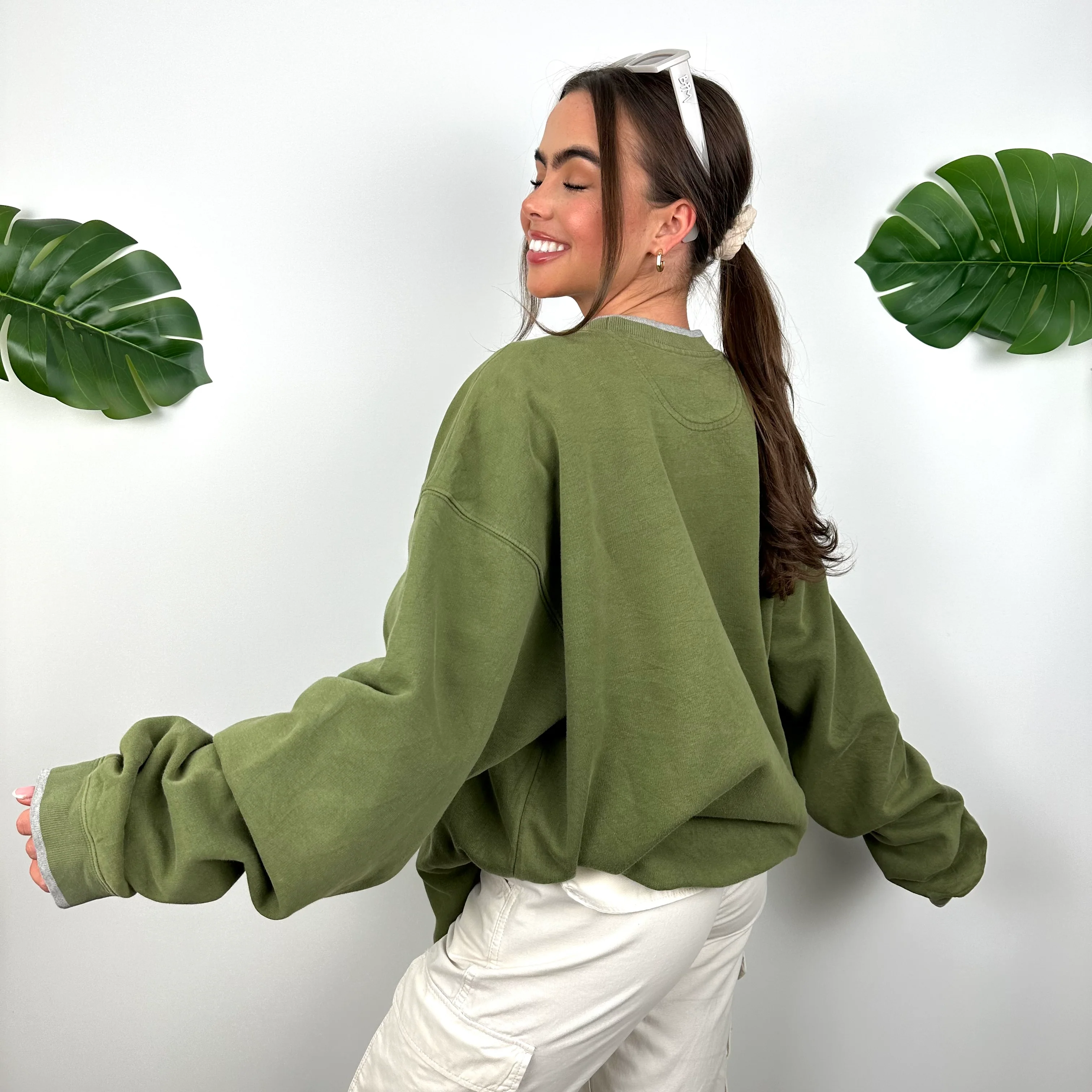 Nike RARE Green Embroidered Swoosh Sweatshirt (XXL) - Image 7