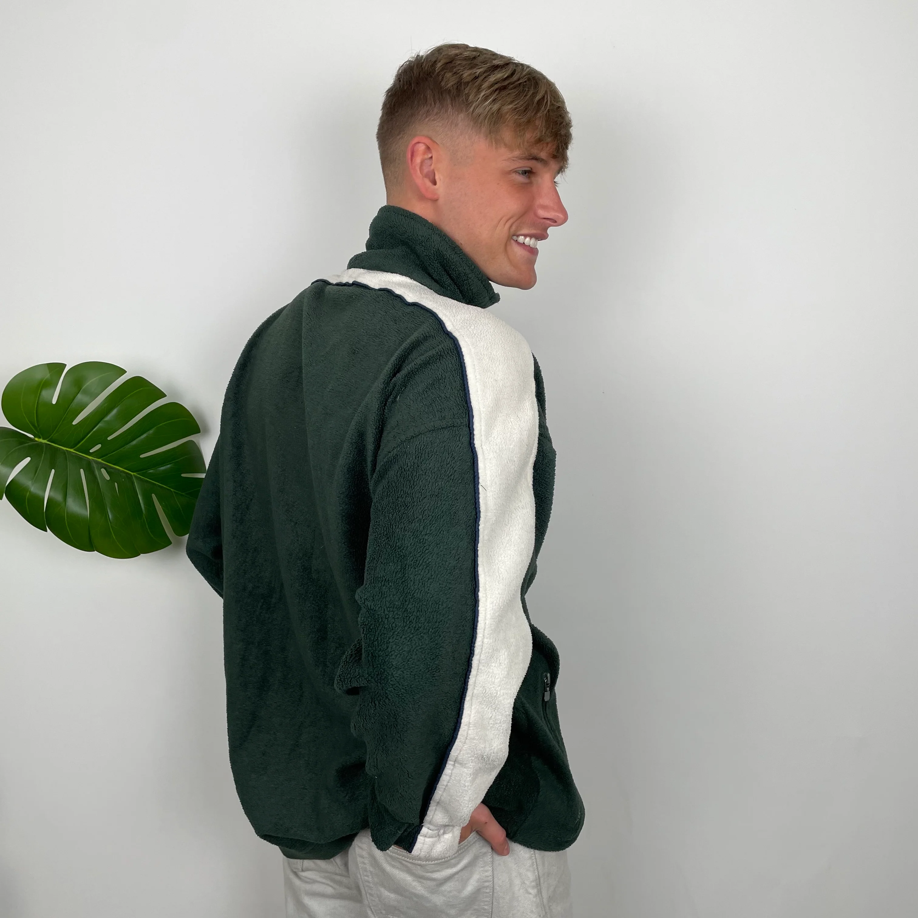 Nike RARE Green Embroidered Swoosh Teddy Bear Fleece Quarter Zip Sweatshirt (XL) - Image 5
