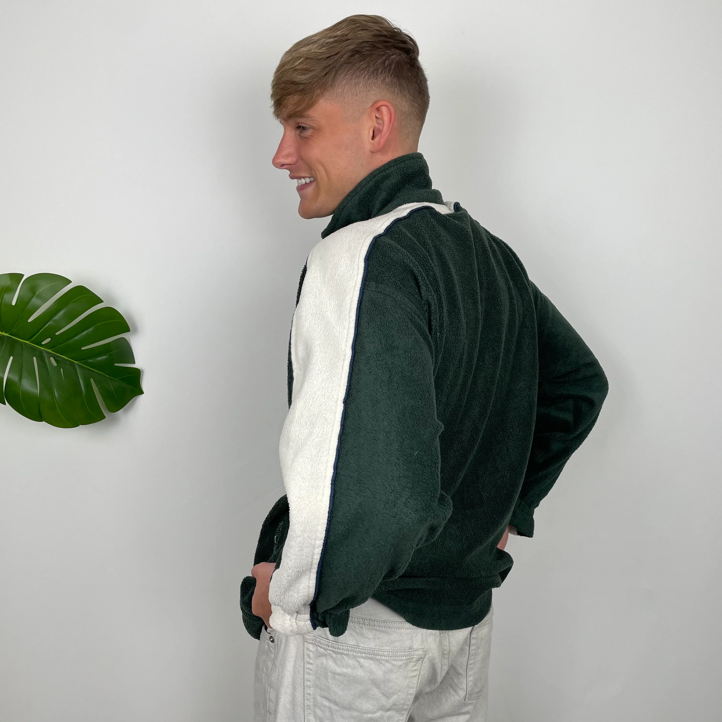 Nike RARE Green Embroidered Swoosh Teddy Bear Fleece Quarter Zip Sweatshirt (XL) - Image 6