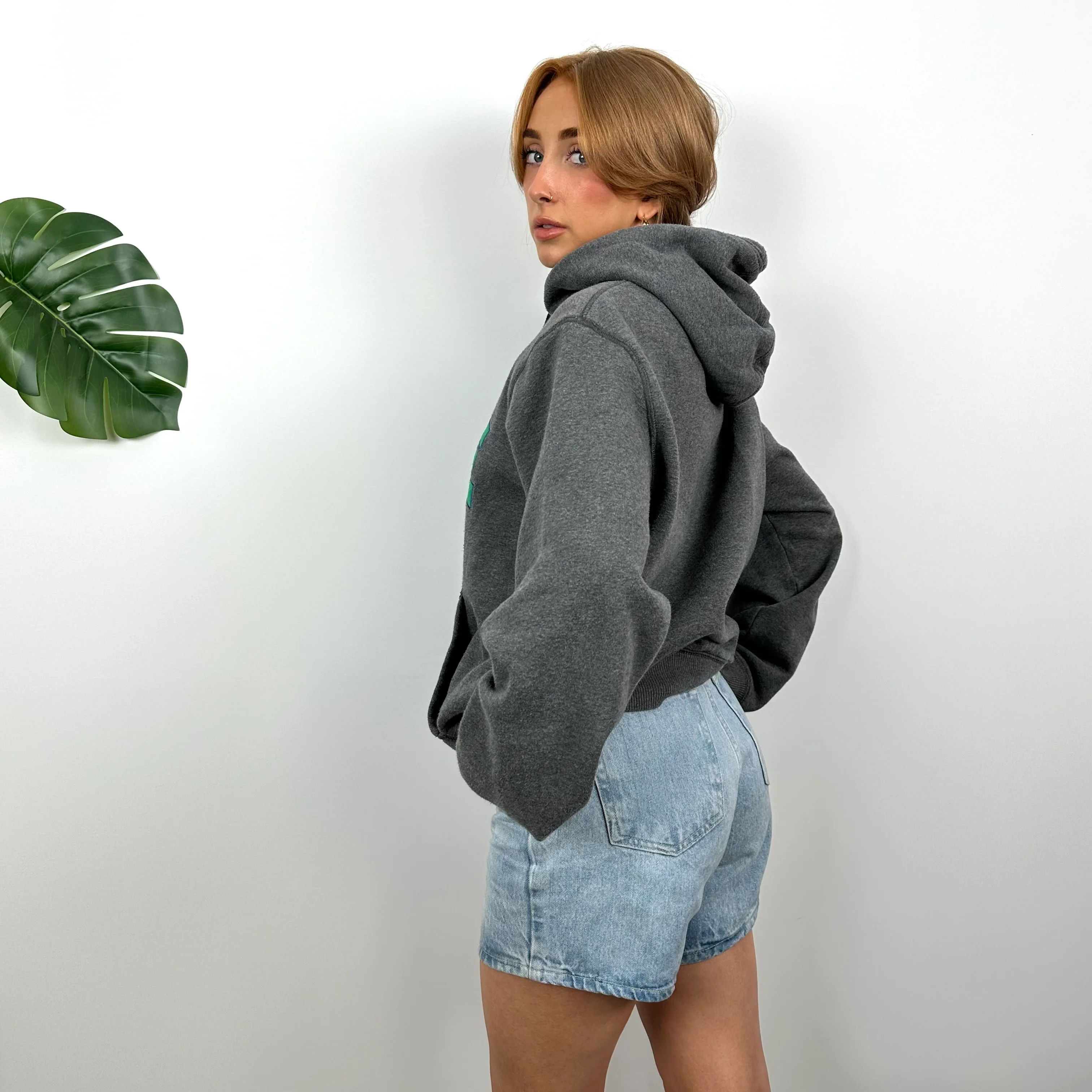 Nike RARE Grey Embroidered Spell Out Hoodie (S) - Image 6