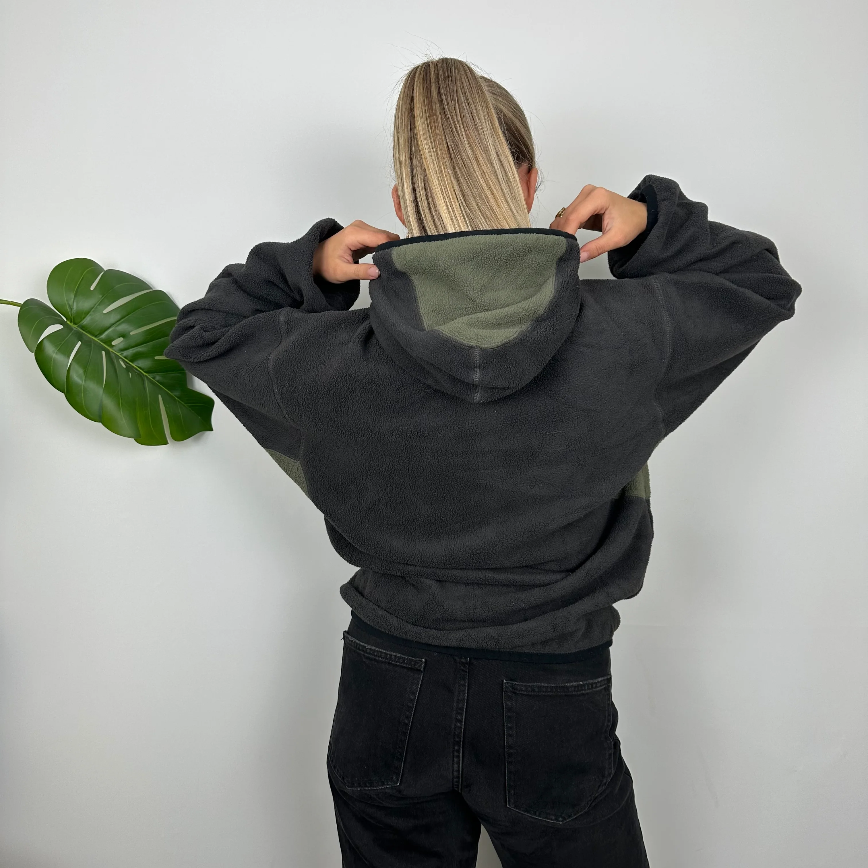 Nike RARE Grey Embroidered Spell Out Teddy Bear Fleece Hoodie (M) - Image 7