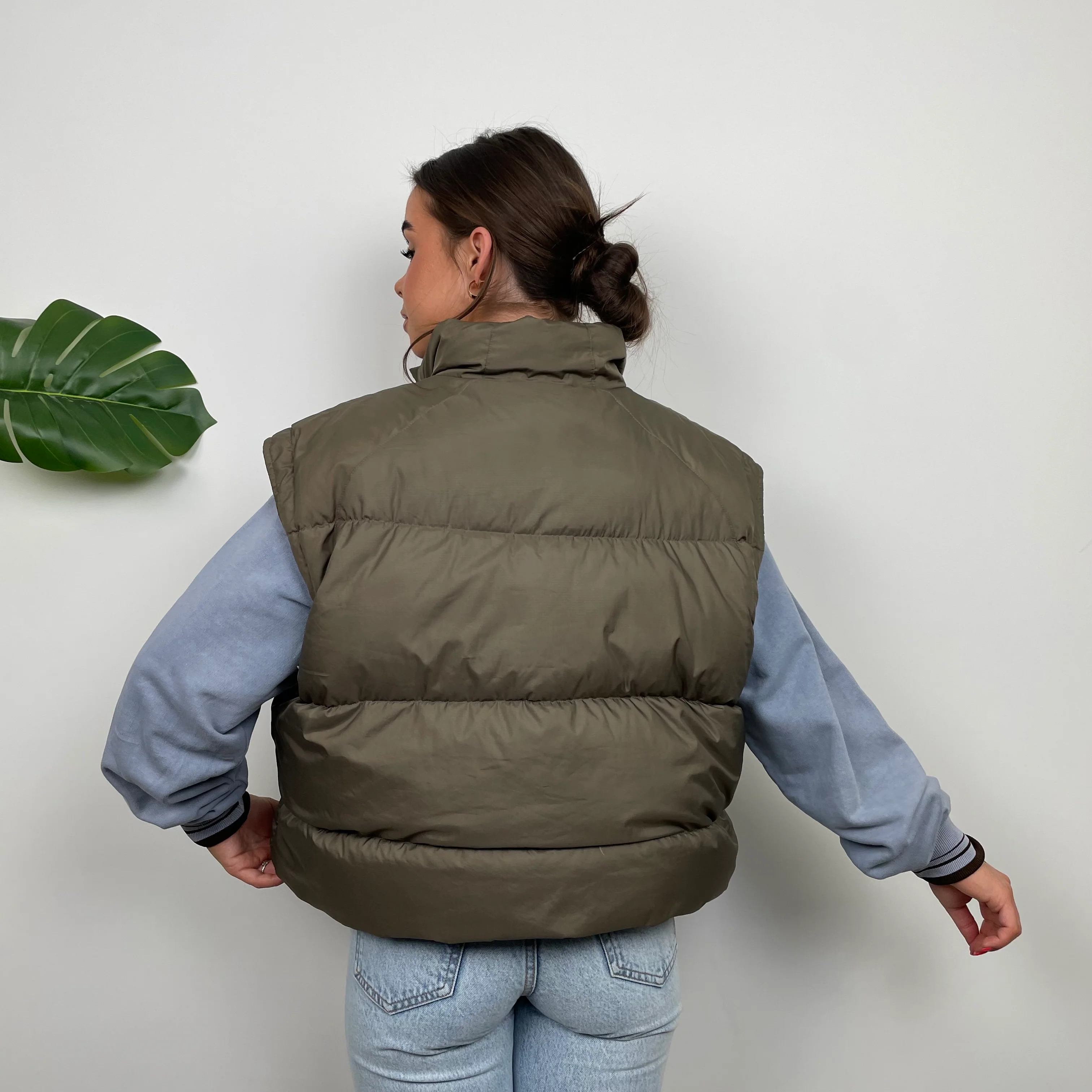 Nike RARE Khaki Embroidered Swoosh Puffer Gilet (M) - Image 11