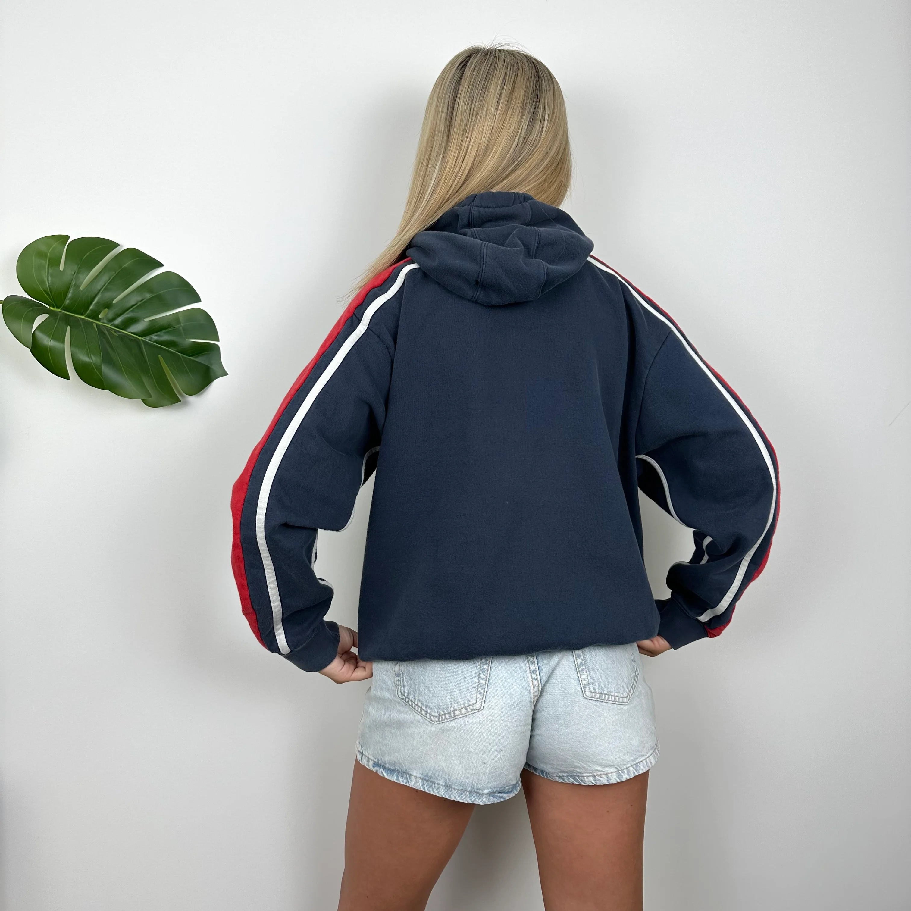 Nike RARE Navy Embroidered Spell Out Hoodie (S) - Image 4