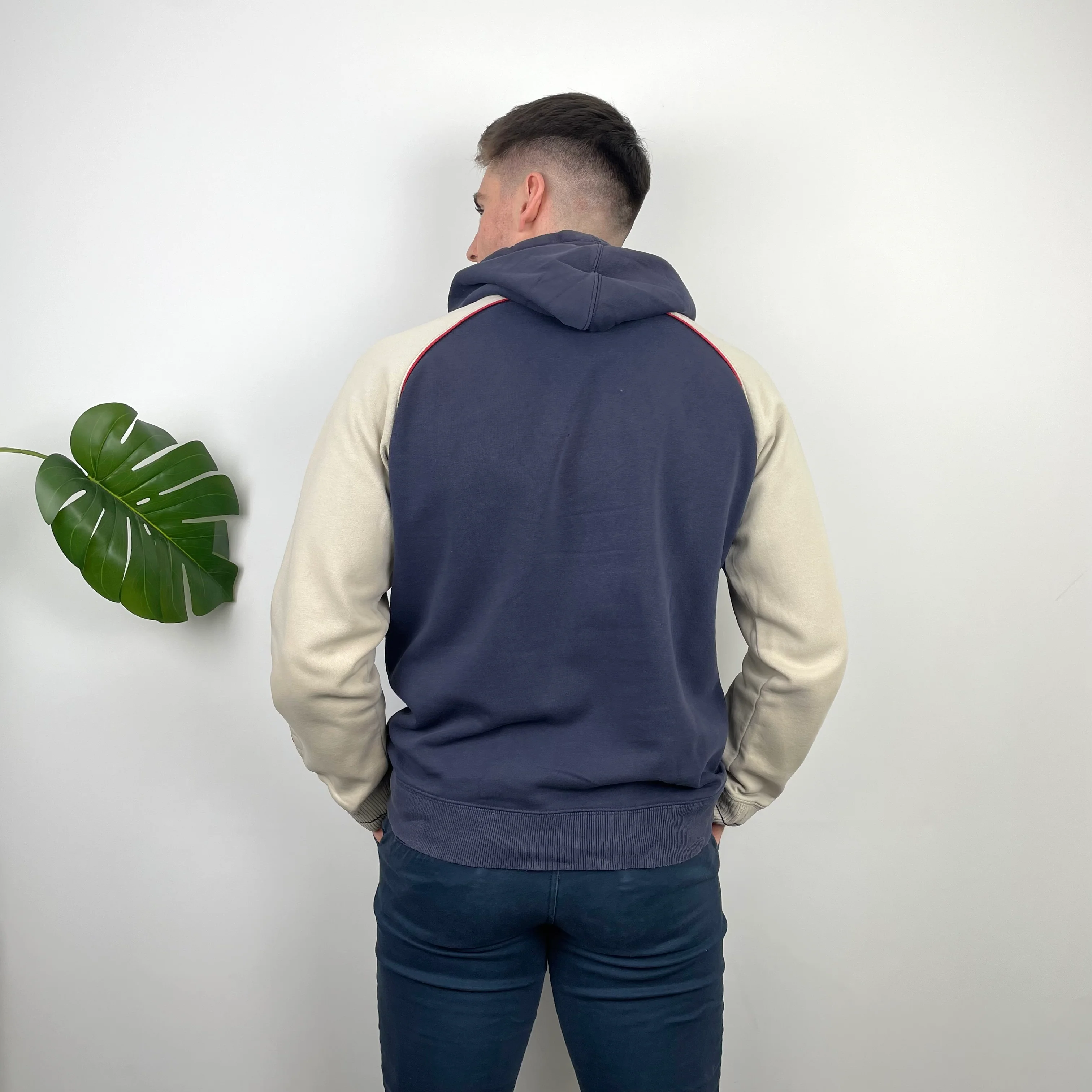 Nike RARE Navy Embroidered Spell Out Hoodie (L) - Image 4