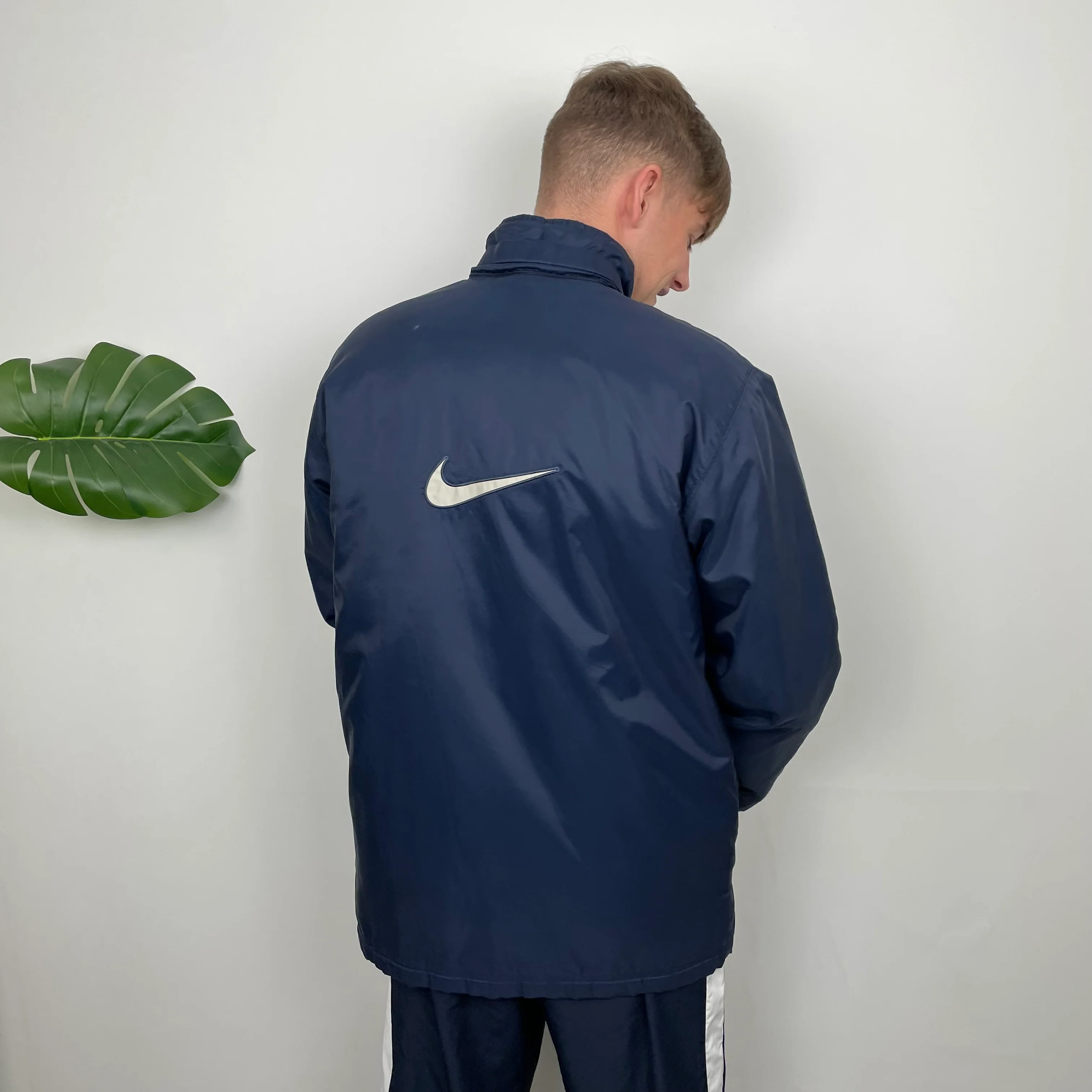 Nike RARE Navy Embroidered Swoosh Padded Jacket (XL) - Image 5