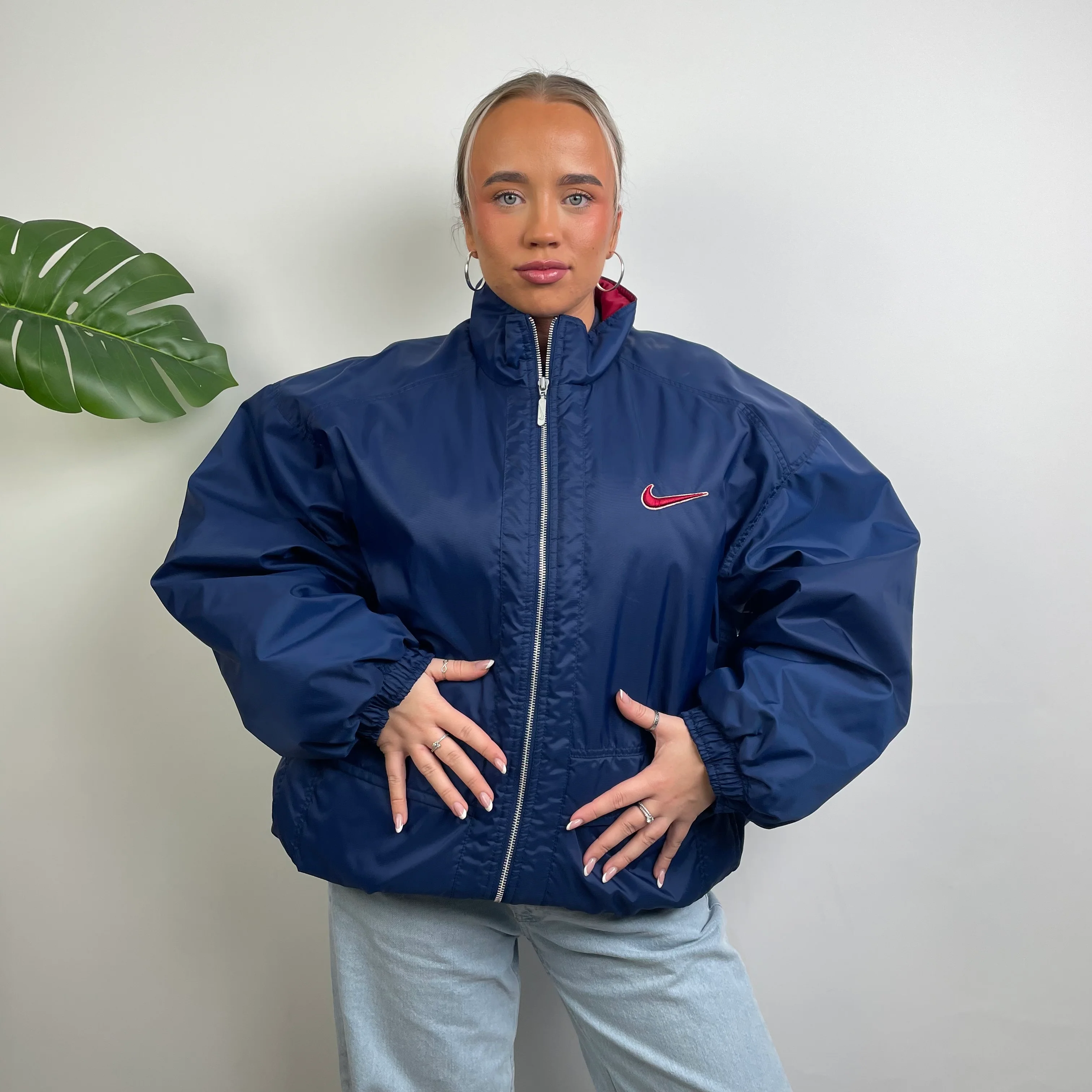 Nike RARE Navy Embroidered Swoosh Padded Jacket (XXL) - Image 2