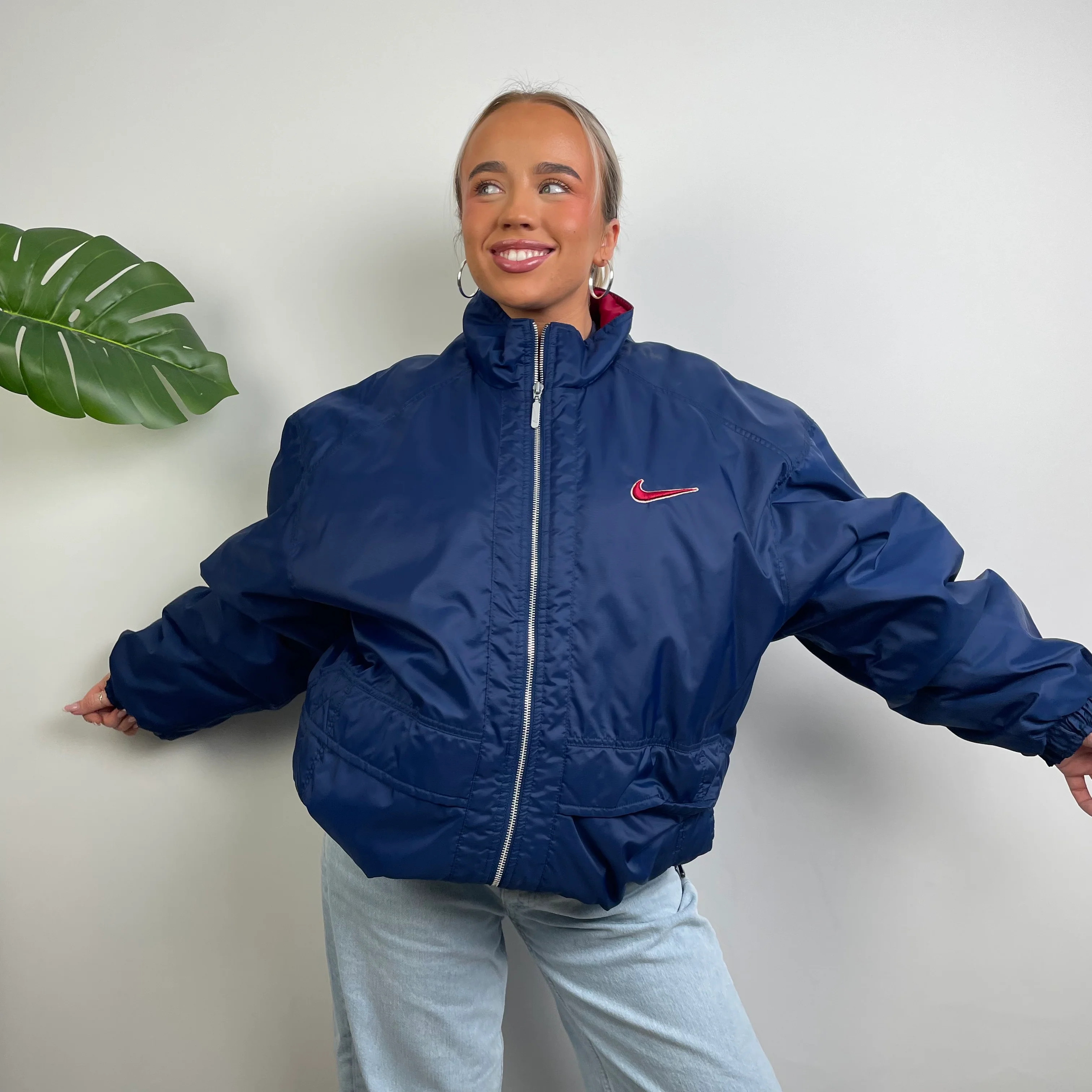 Nike RARE Navy Embroidered Swoosh Padded Jacket (XXL) - Image 6