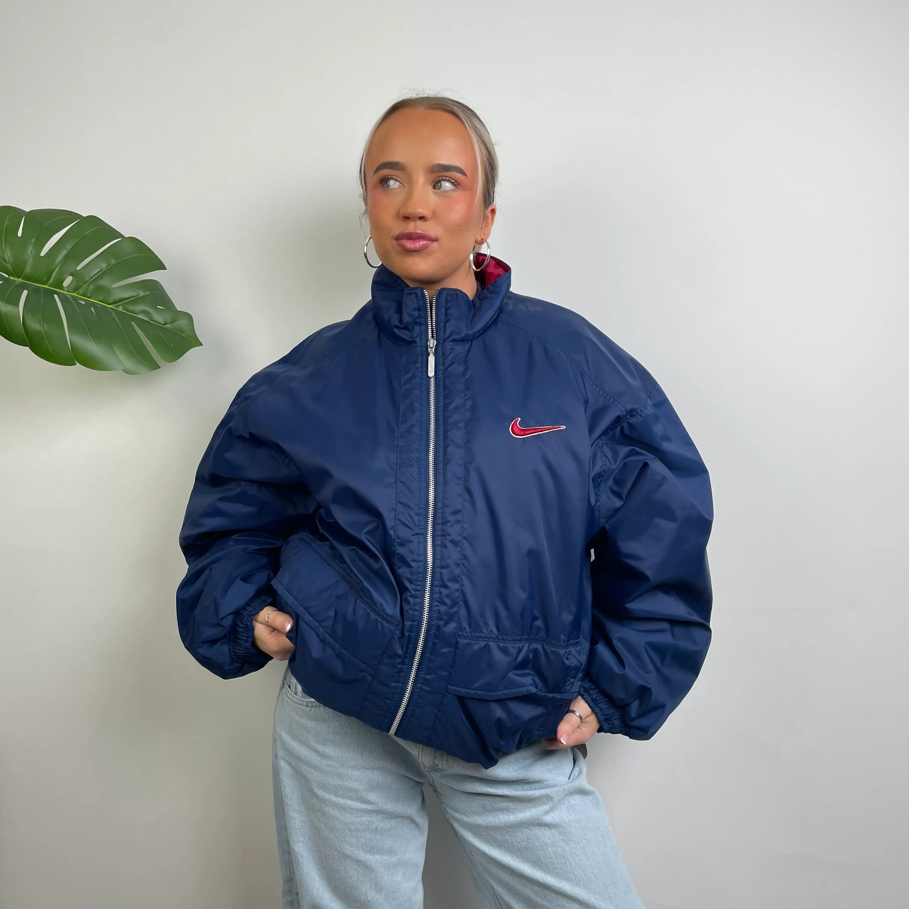 Nike RARE Navy Embroidered Swoosh Padded Jacket (XXL) - Image 7