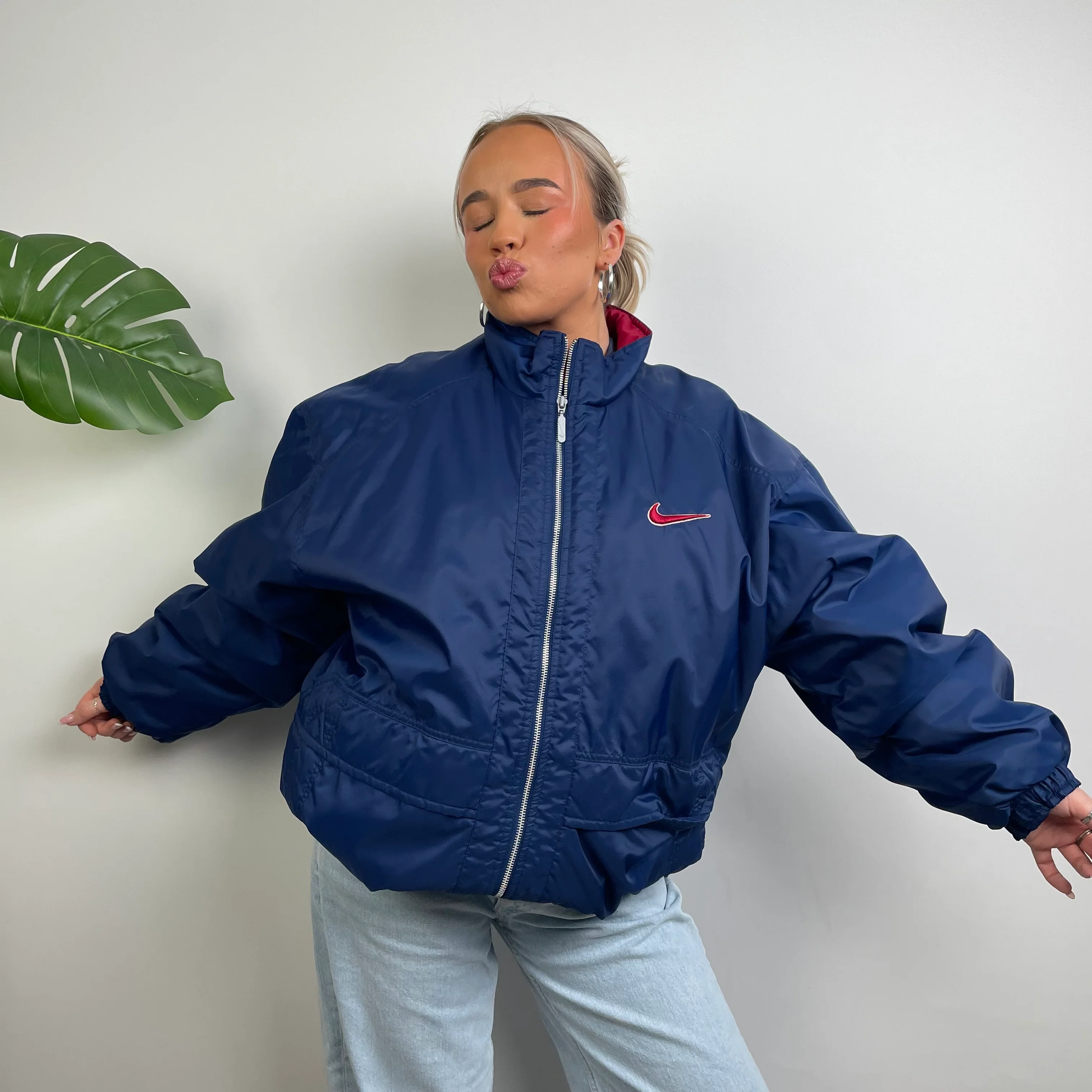 Nike RARE Navy Embroidered Swoosh Padded Jacket (XXL) - Image 8