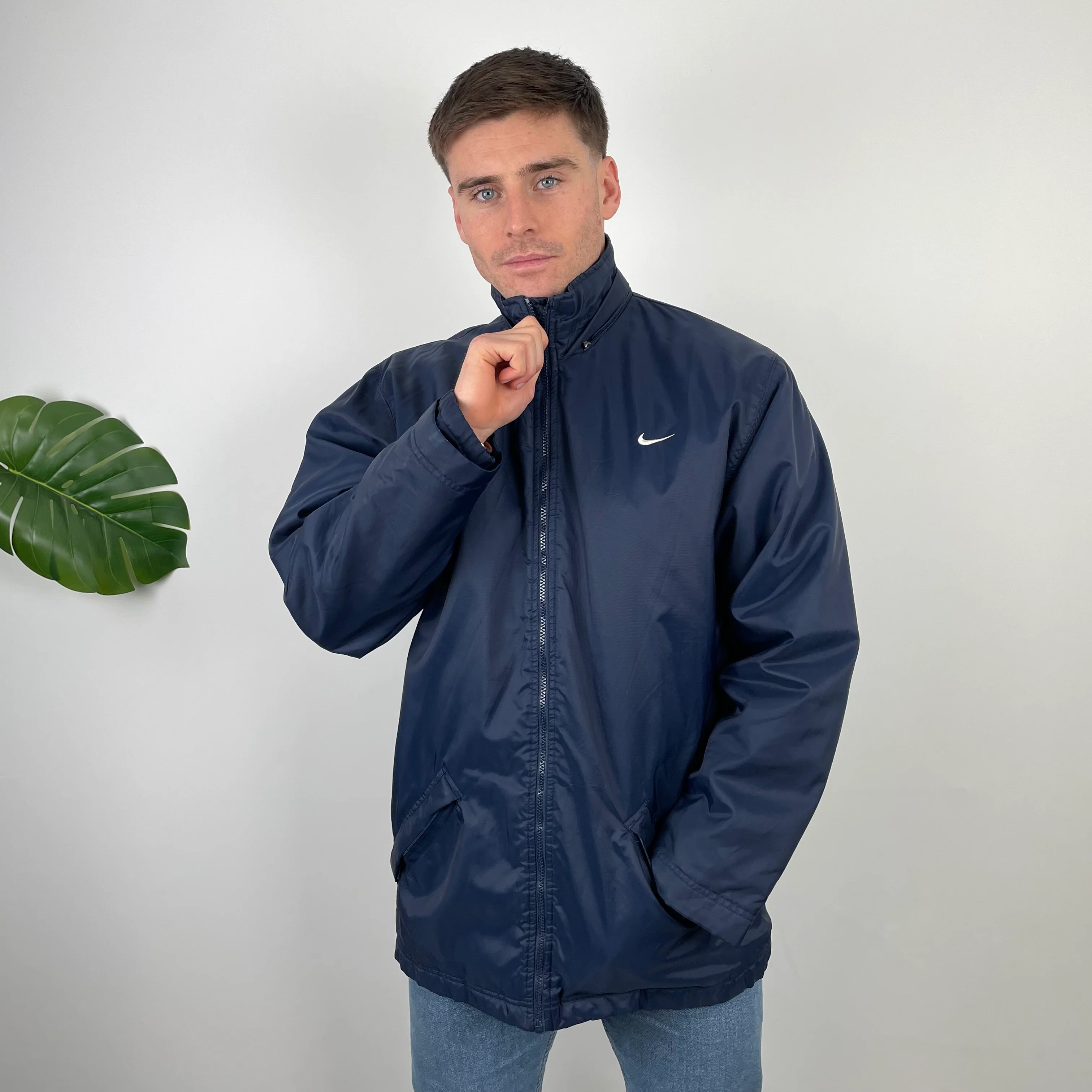 Nike RARE Navy Embroidered Swoosh Padded Jacket (XXL) - Image 2